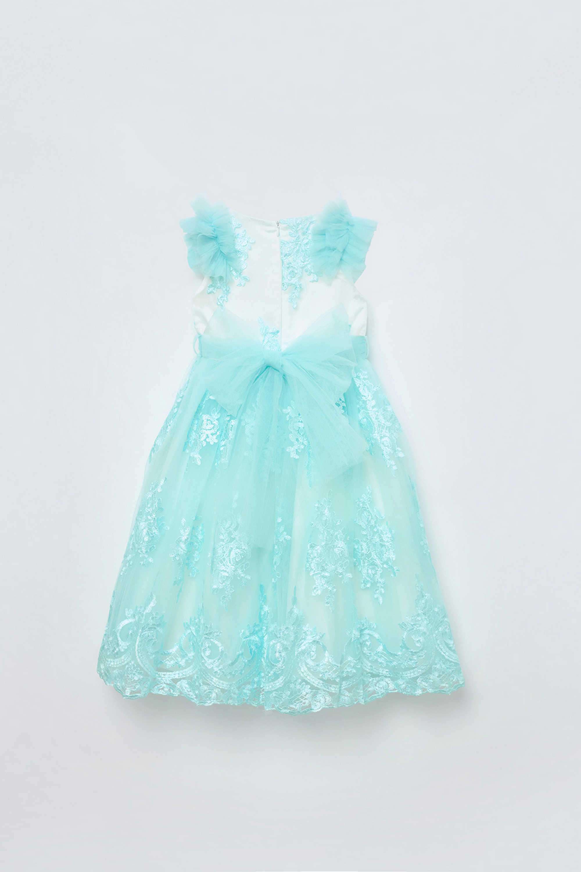 Solid-Polyester-Round-Neck-Girl-s-Casual-Wear-Dress