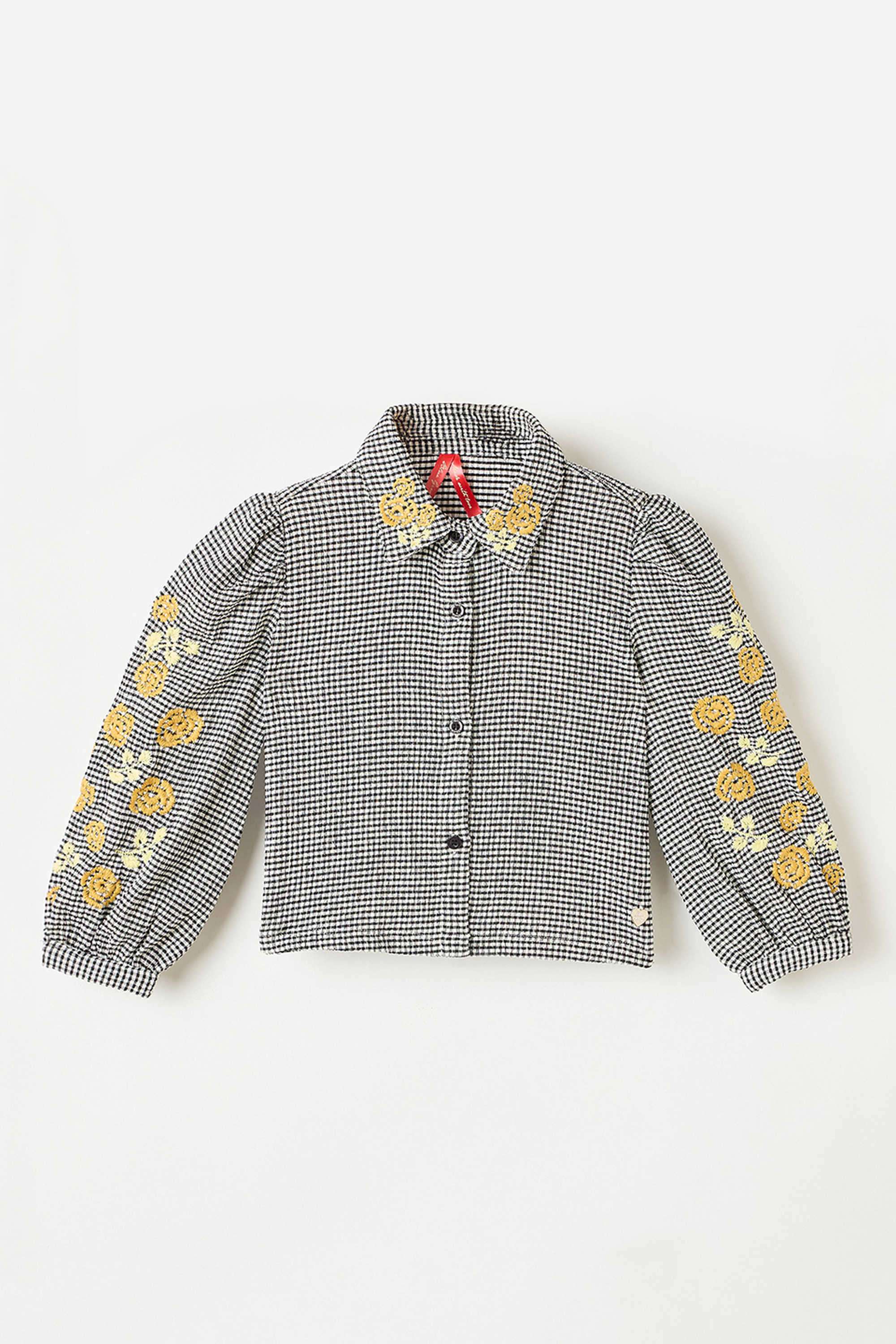 Solid-Blended-Fabric-Collared-Girl-s-Top