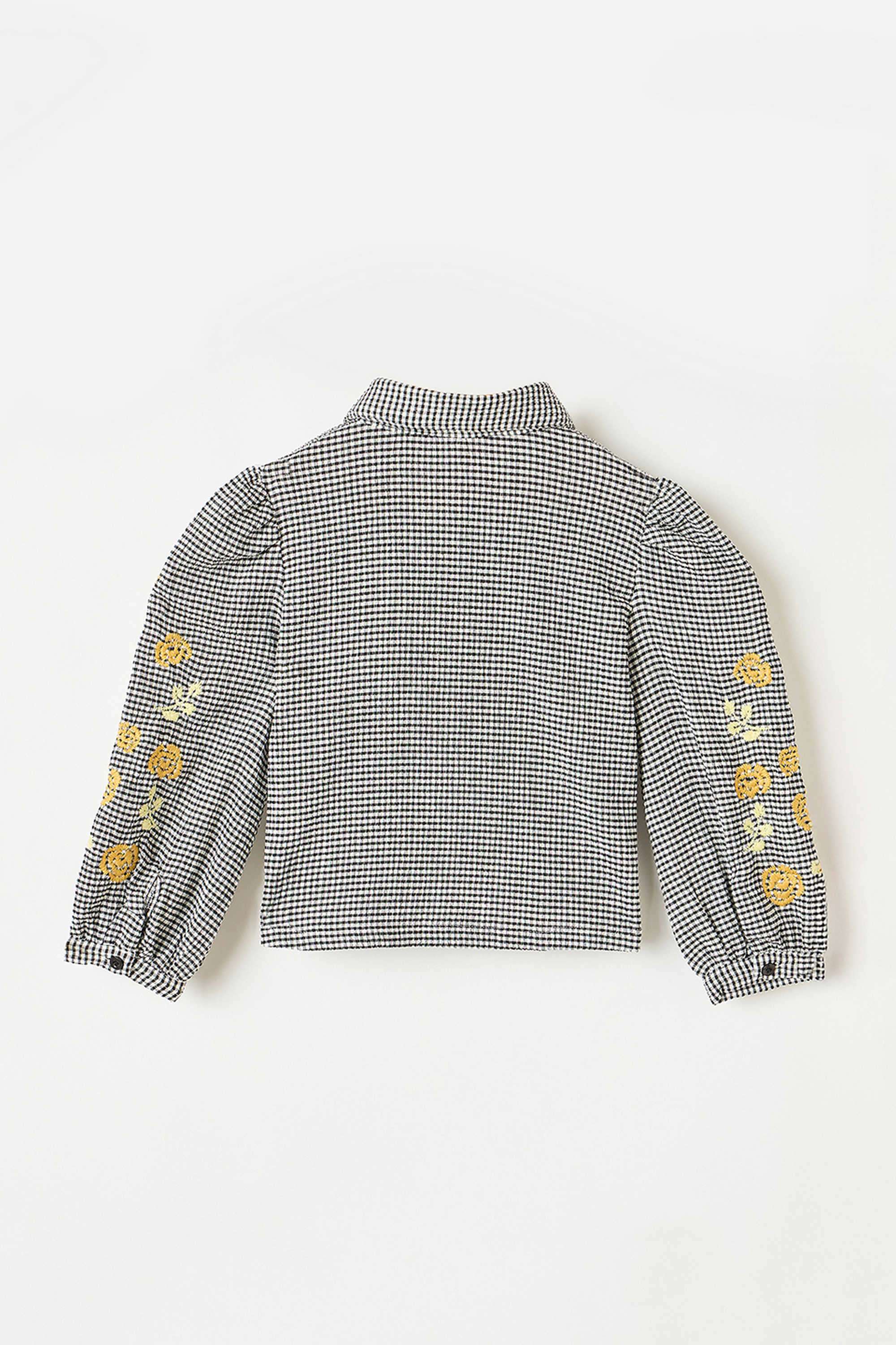 Solid-Blended-Fabric-Collared-Girl-s-Top
