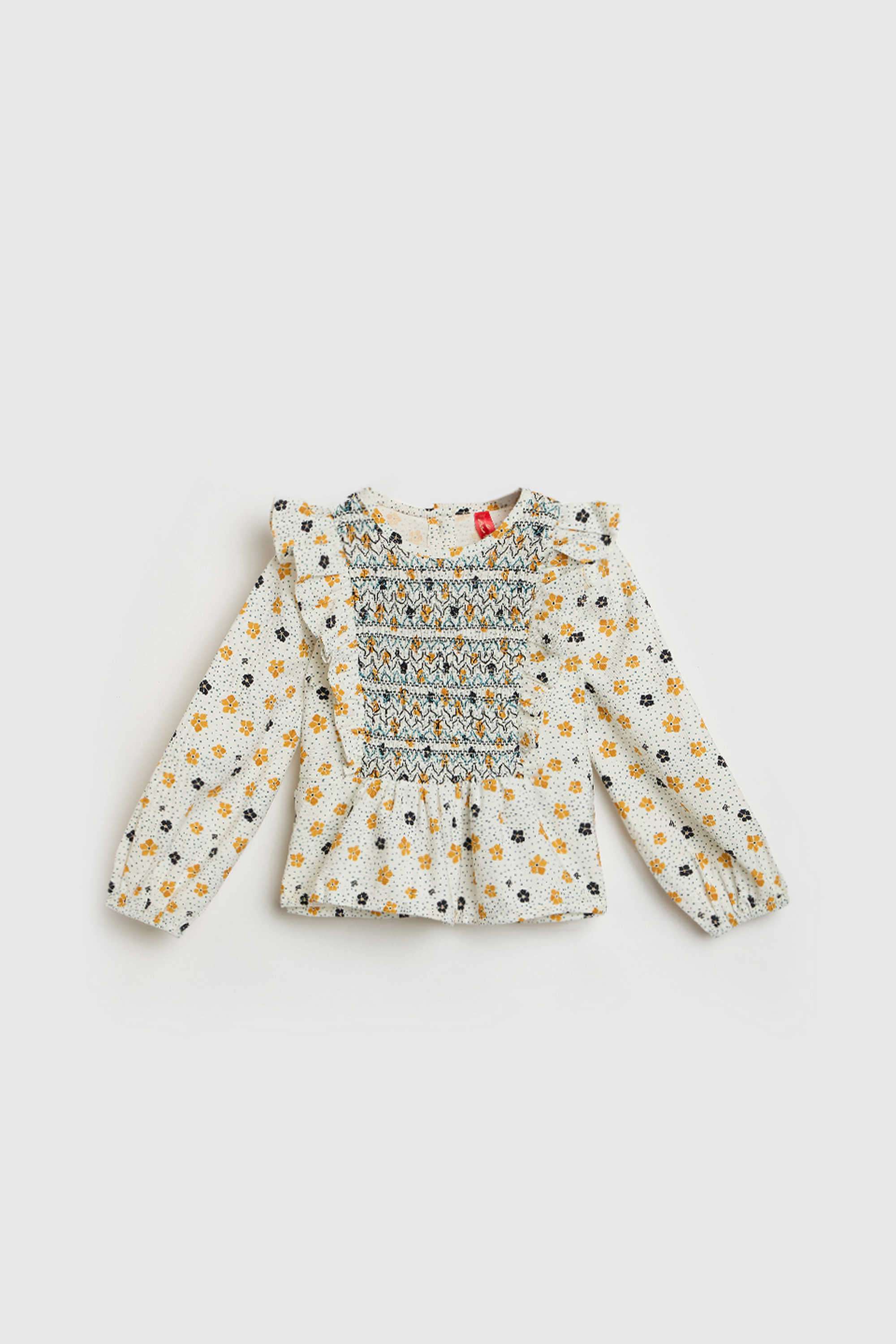 Solid-Blended-Fabric-Collared-Girl-s-Top