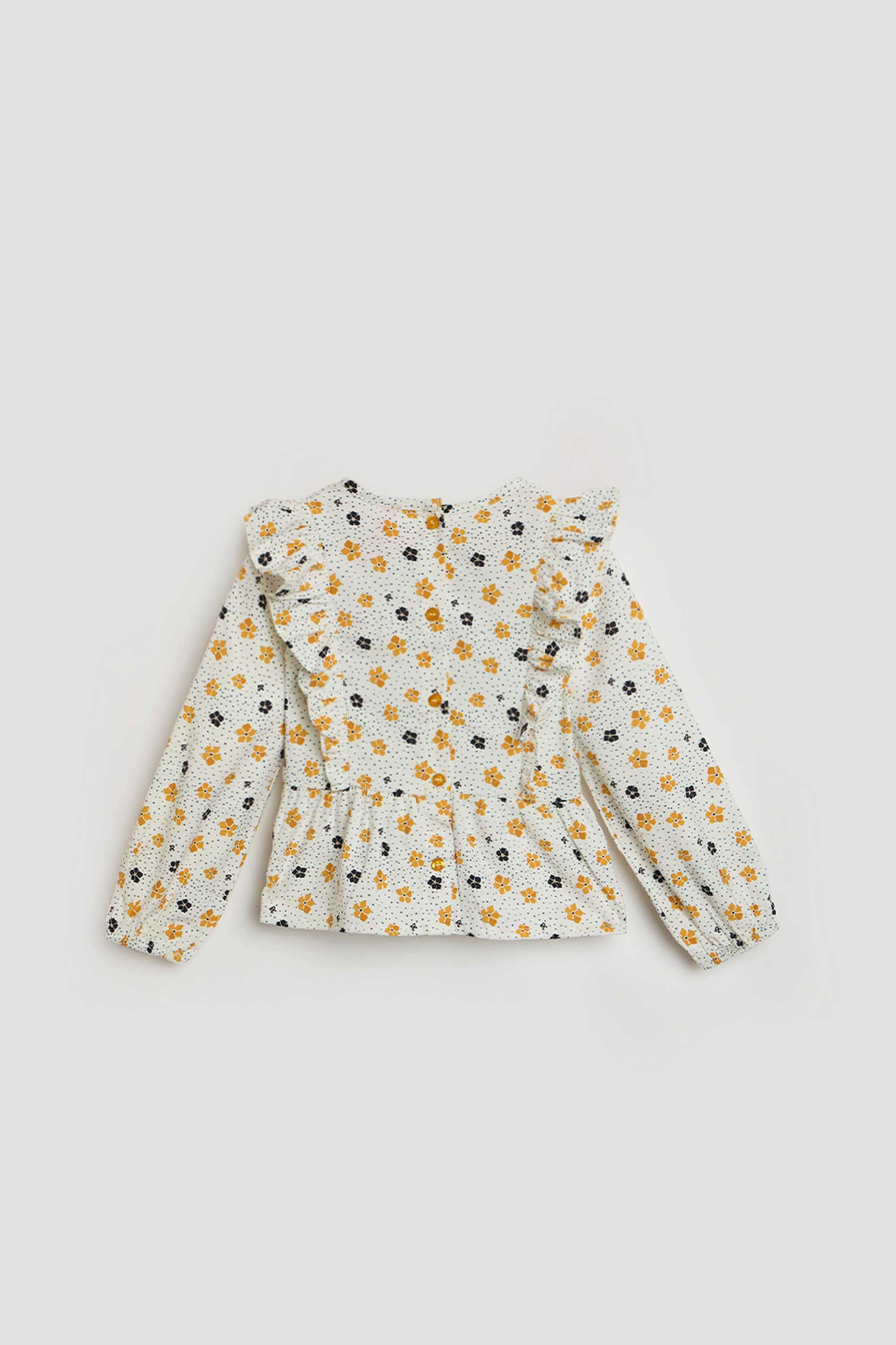 Solid-Blended-Fabric-Collared-Girl-s-Top