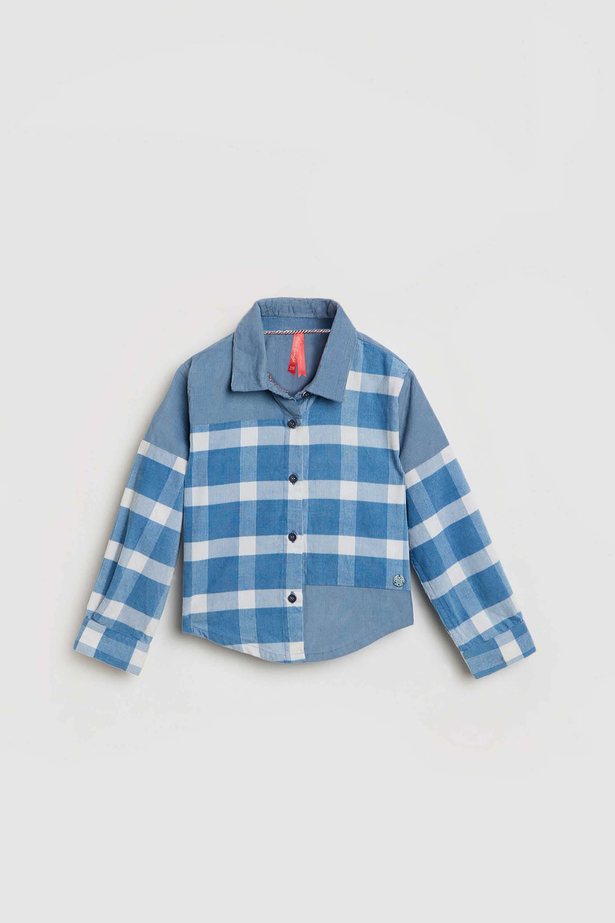 Solid-Blended-Fabric-Collared-Girl-s-Top