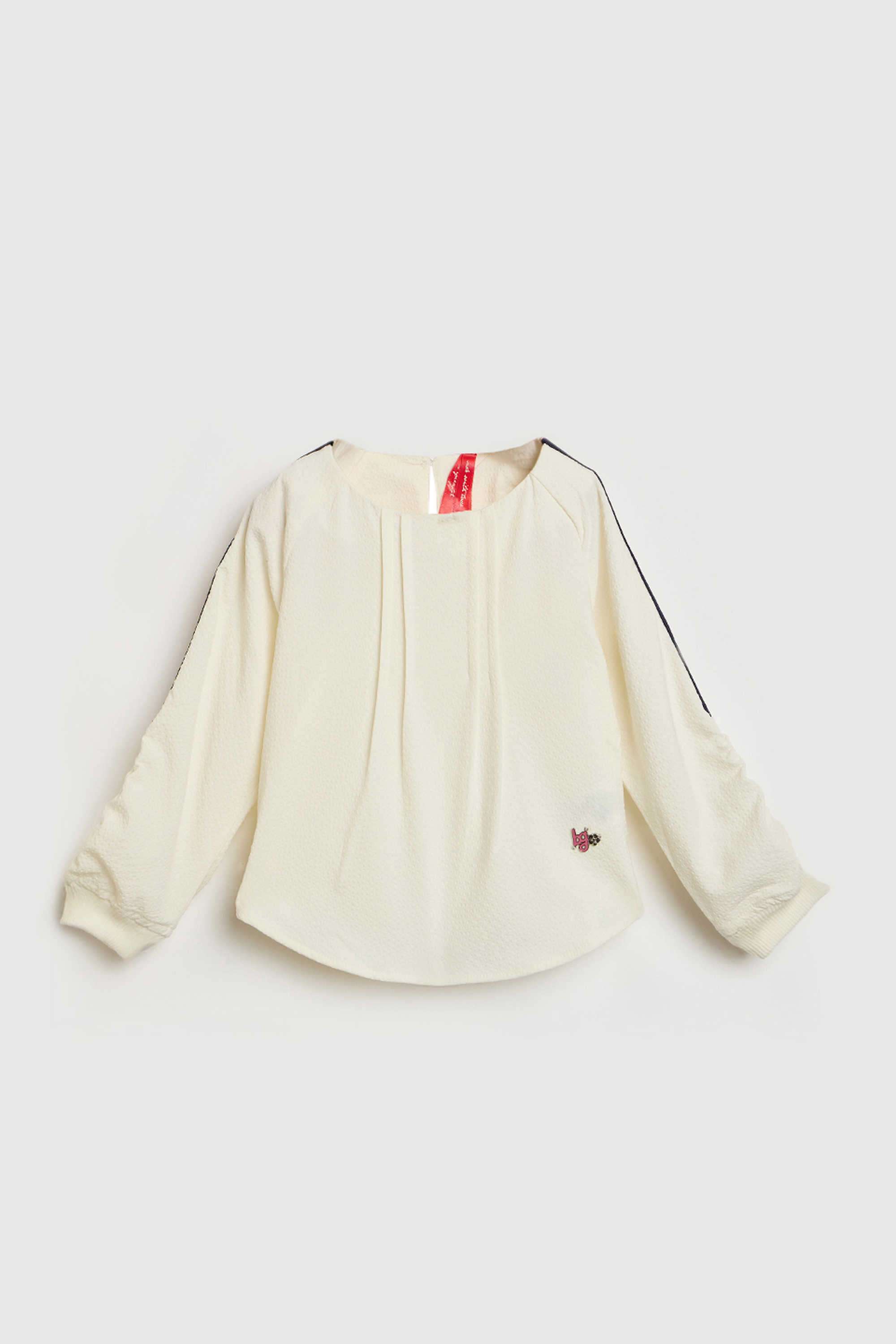 Solid-Blended-Fabric-Collared-Girl-s-Top