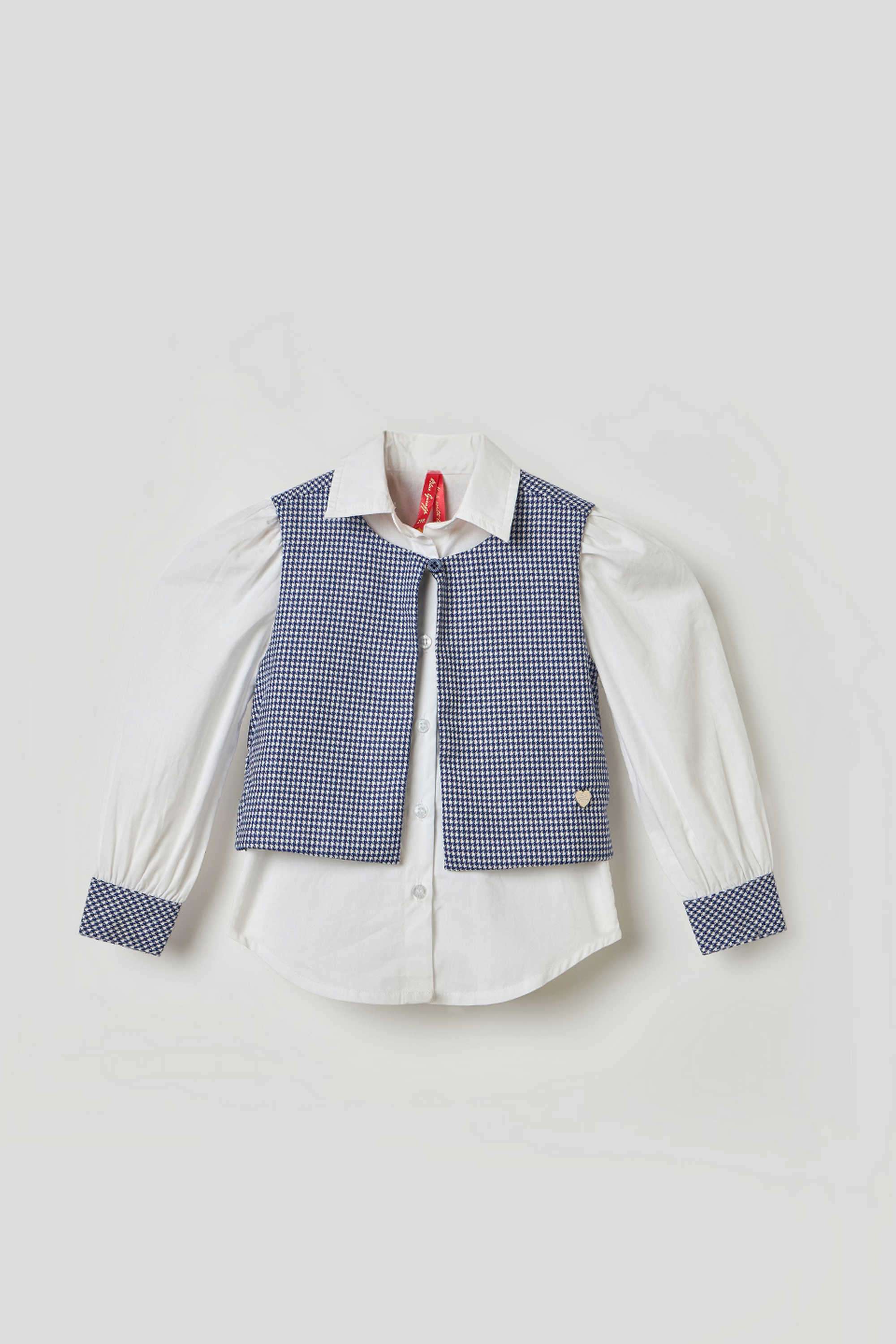 Solid-Blended-Fabric-Collared-Girl-s-Top