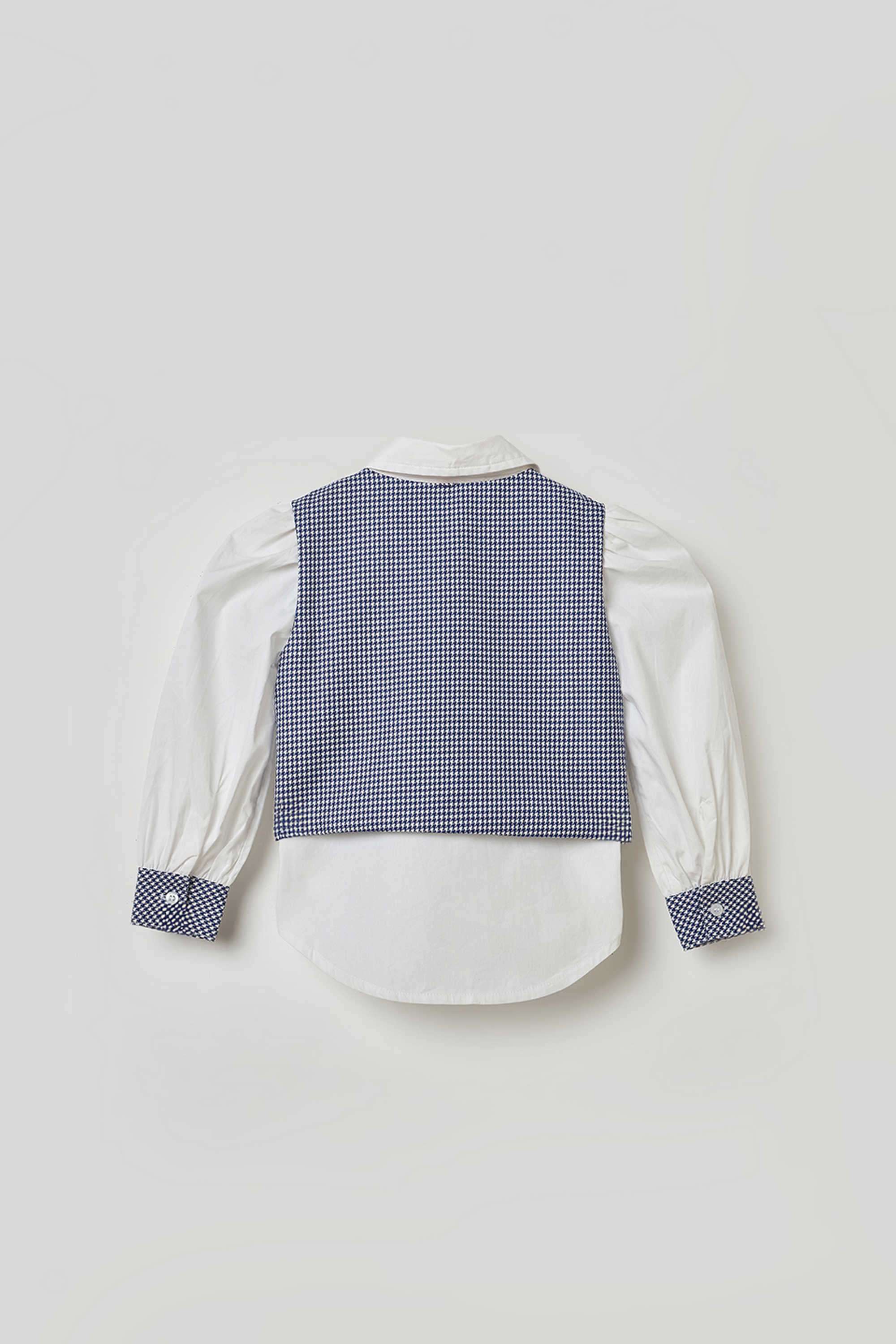 Solid-Blended-Fabric-Collared-Girl-s-Top