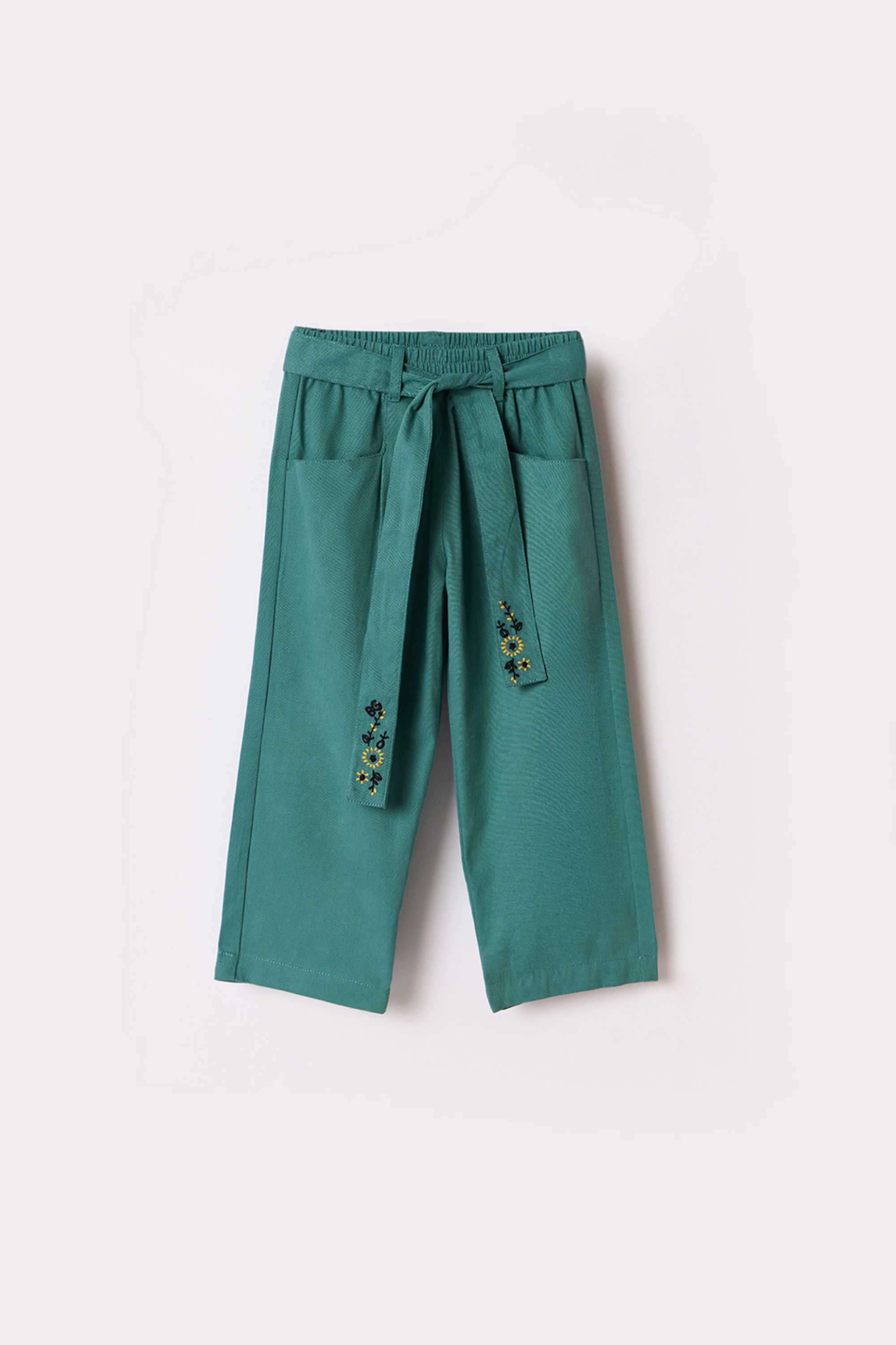 Solid-Blended-Fabric-Regular-Fit-Girl-s-Trousers