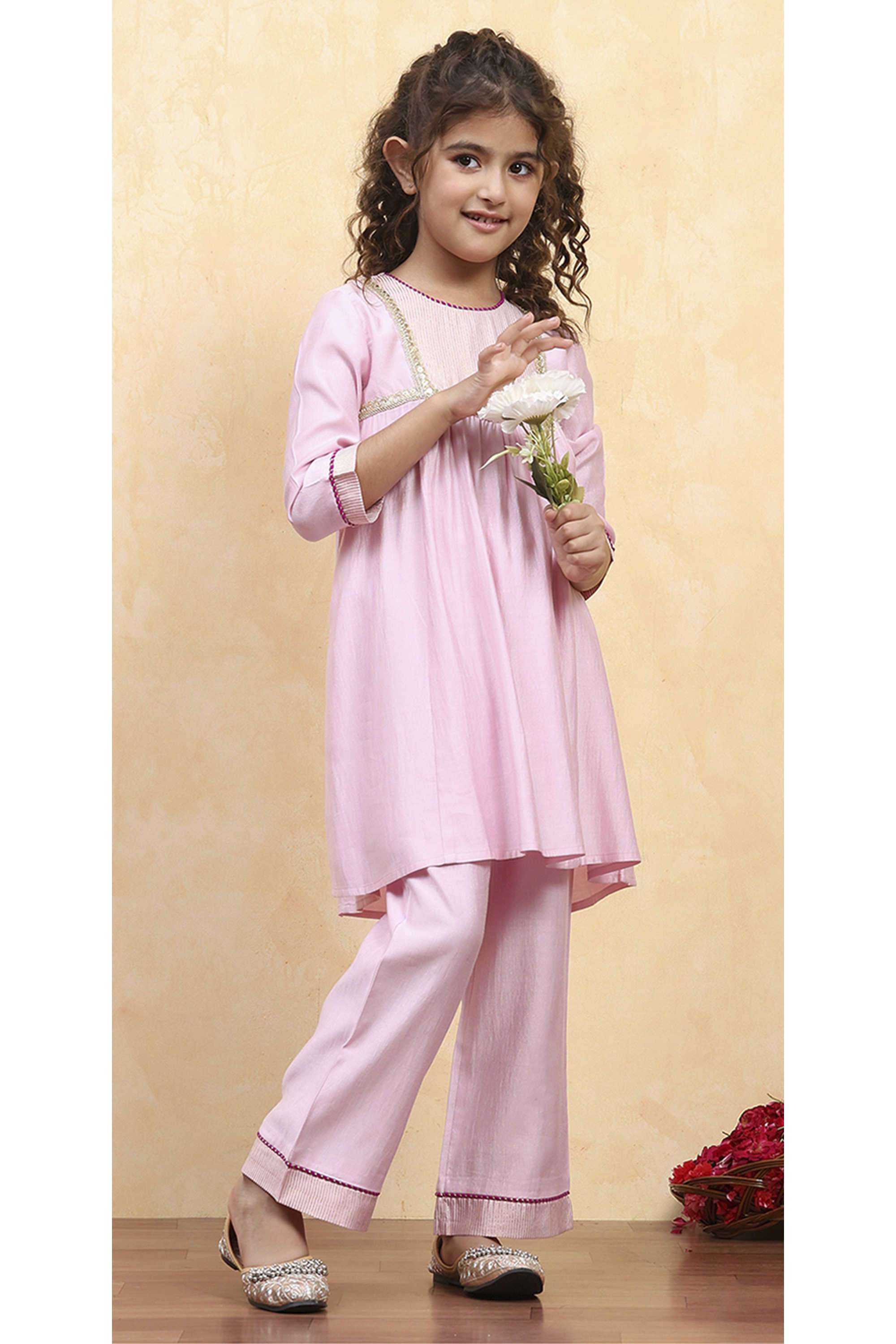 Solid-Blended-Fabric-Regular-Fit-Girls-Co-Ord-Set
