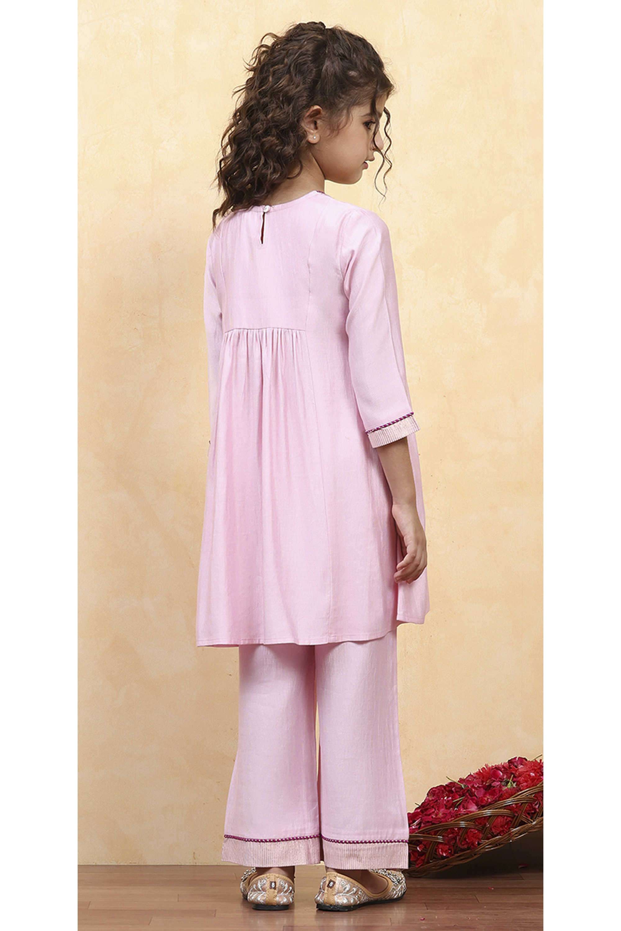 Solid-Blended-Fabric-Regular-Fit-Girls-Co-Ord-Set
