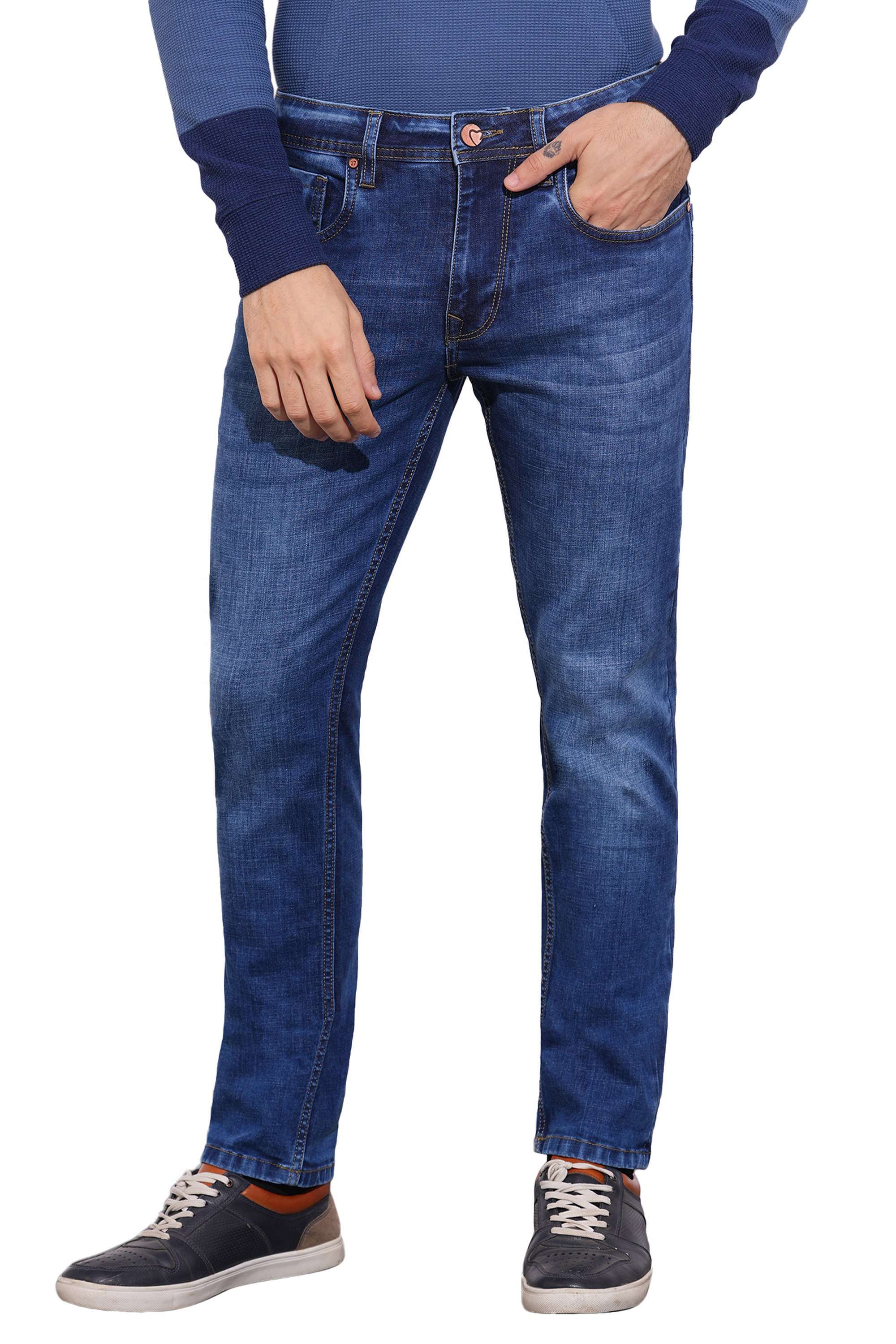 Knitted-Blended-Fabric-Tapered-Fit-Men-s-Jeans