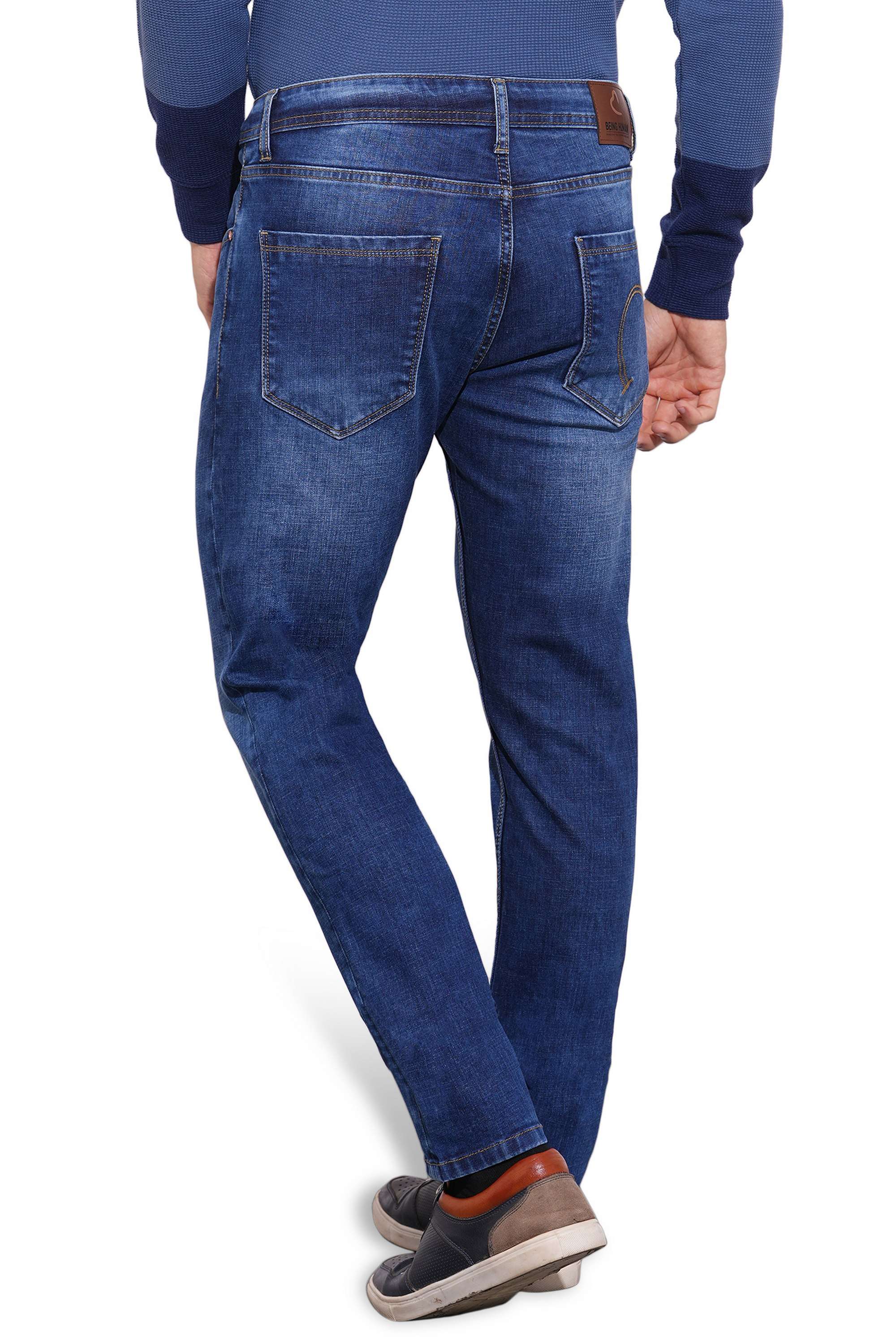 Knitted-Blended-Fabric-Tapered-Fit-Men-s-Jeans
