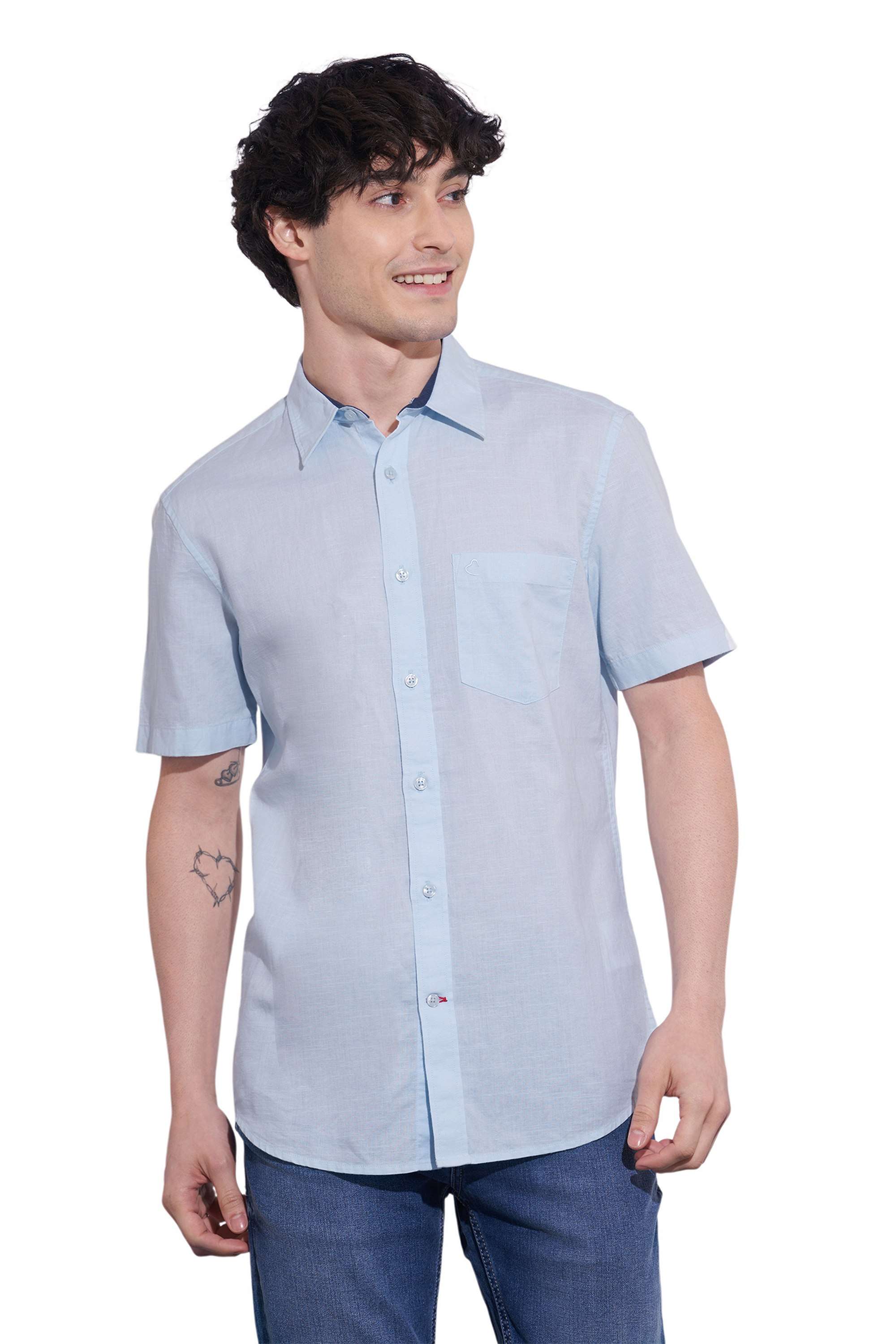 Solid-Cotton-Blend-Slim-Fit-Men-s-Casual-Shirt