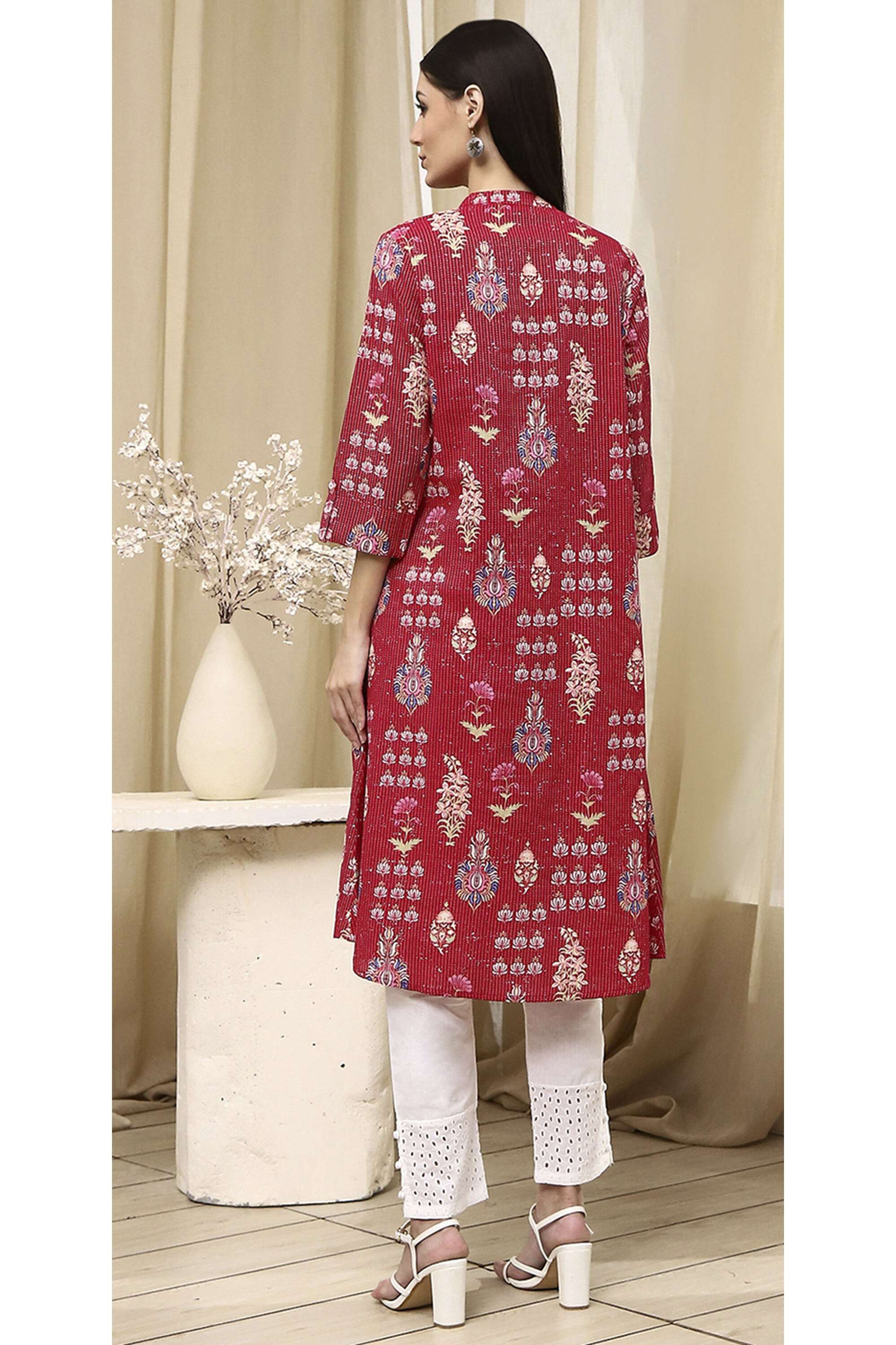 Printed-Cotton-Y-Neck-Women-Festive-Wear-Kurta