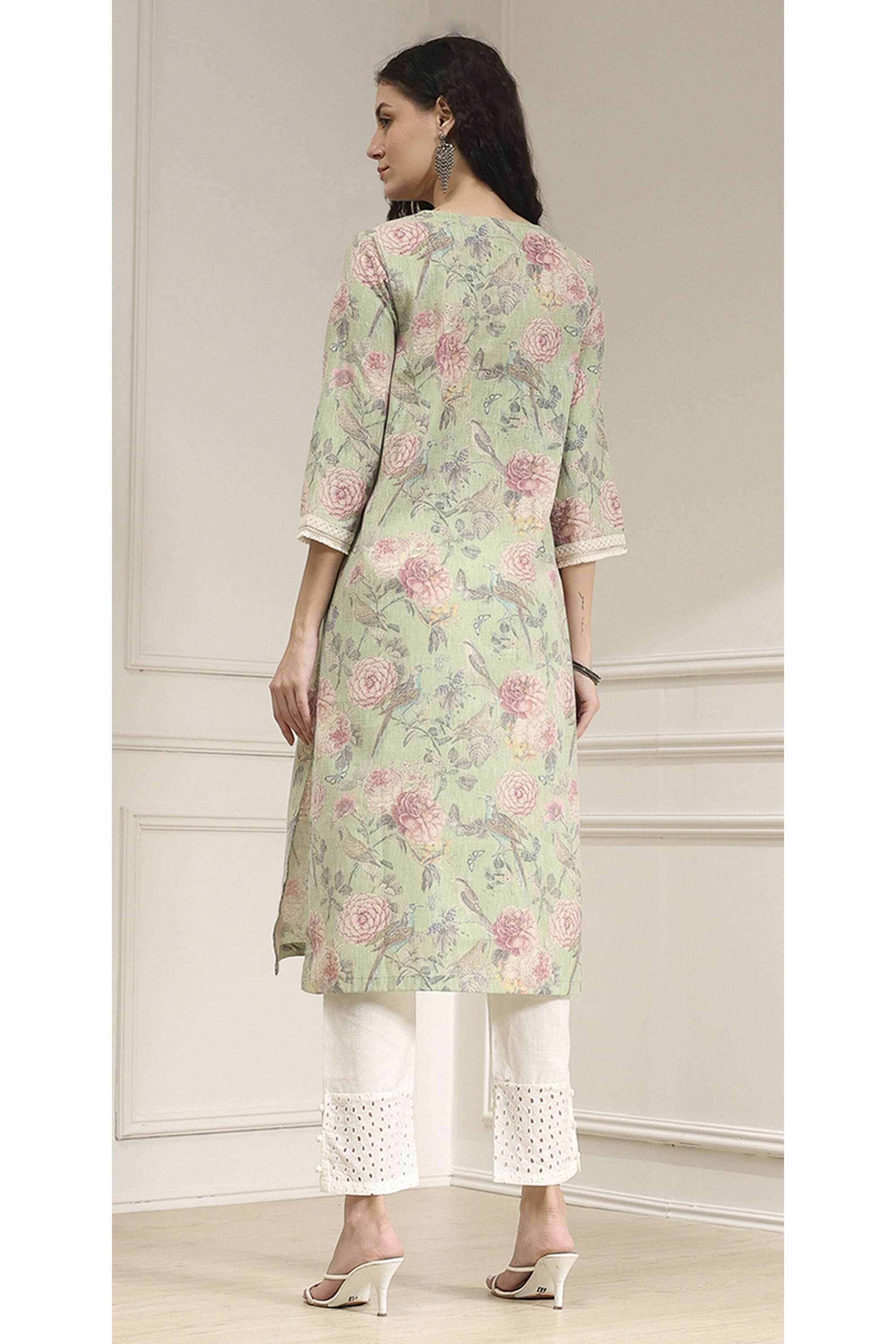 Printed-Polyester-Round-Neck-Women-Festive-Wear-Kurta