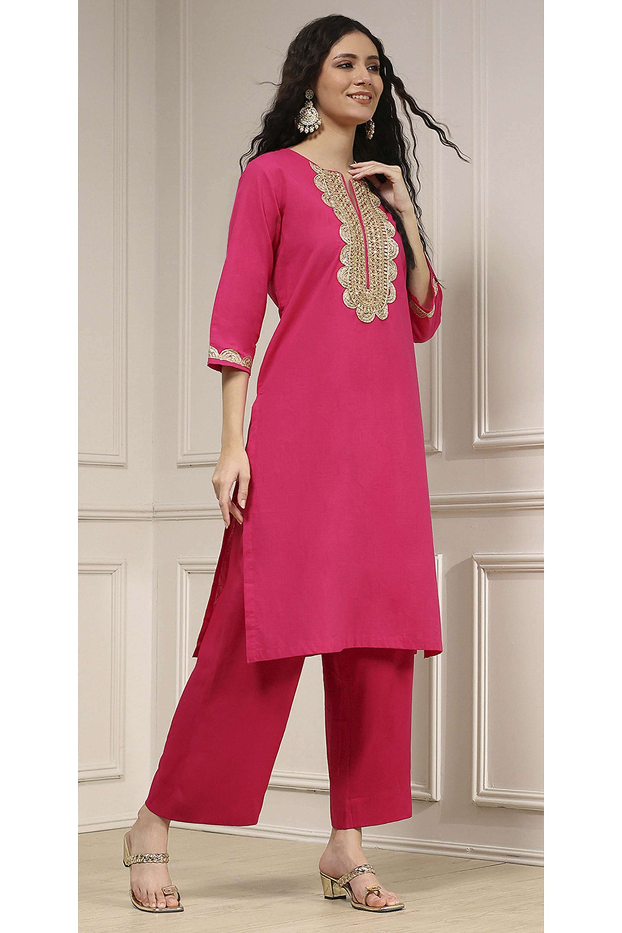 Solid-Cotton-Women-Festive-Wear-Kurta