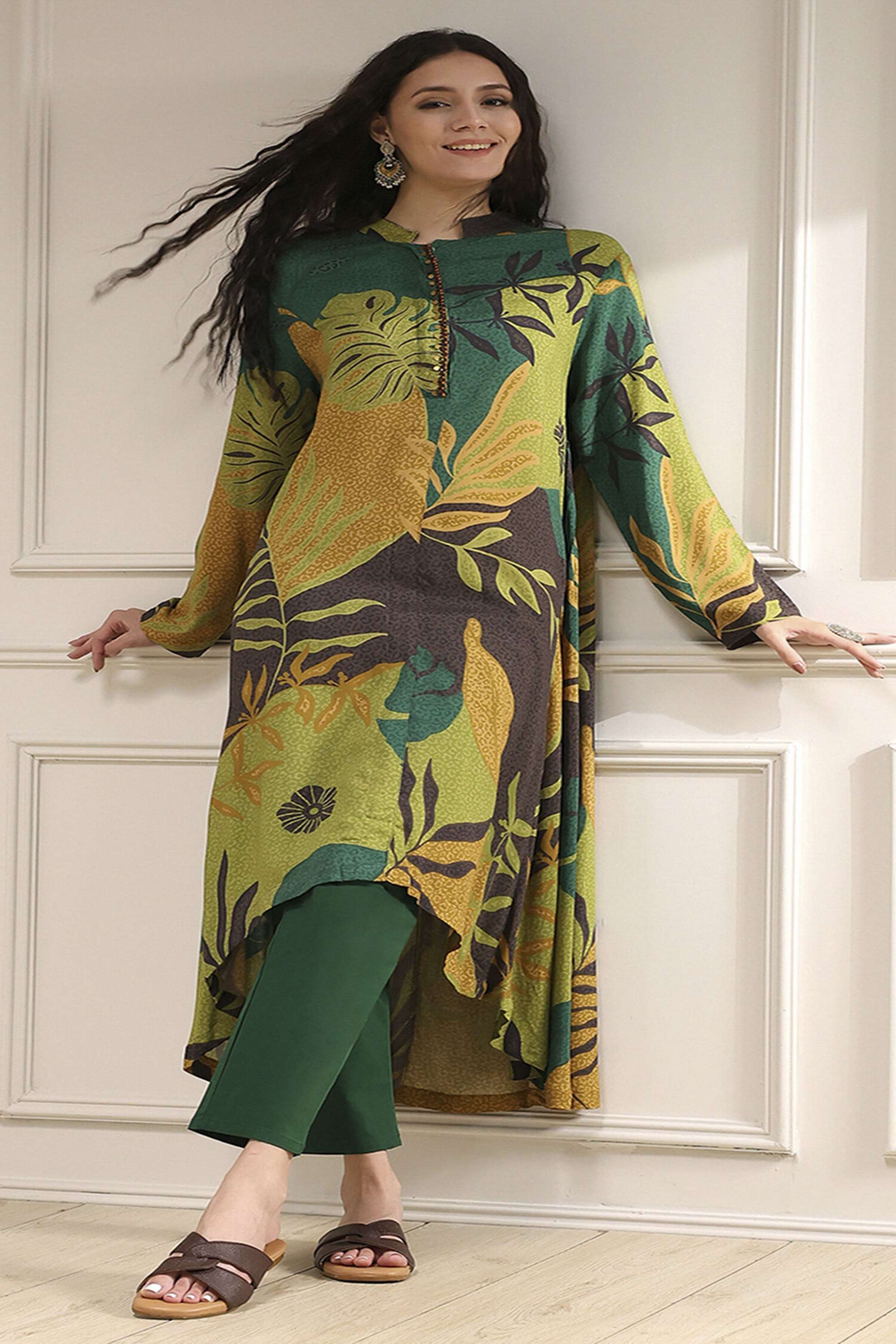 Printed-Rayon-Collared-Women-s-Festive-Wear-Kurta