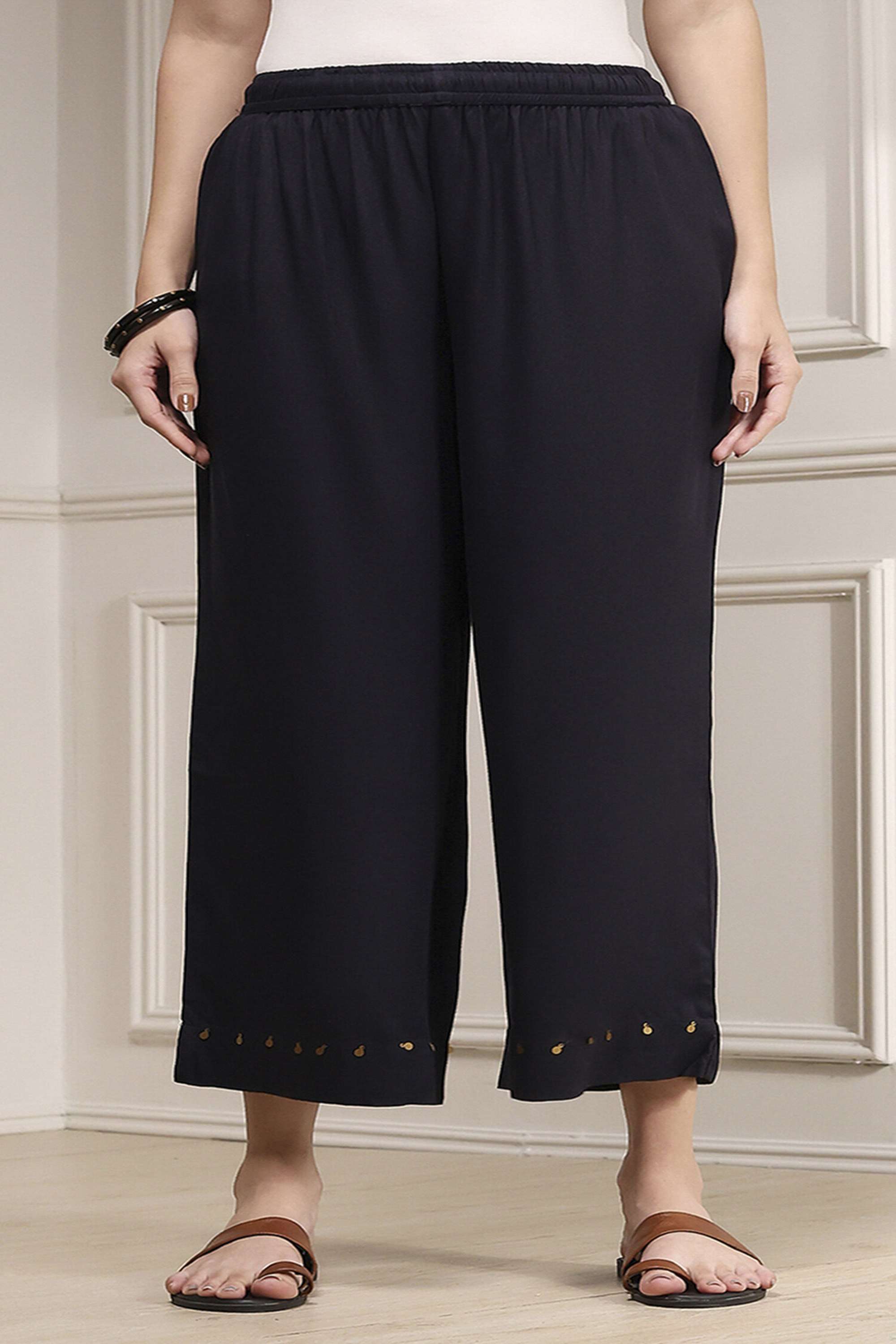 Solid-Regular-Fit-Blended-Fabric-Women-s-Festive-Wear-Palazzos