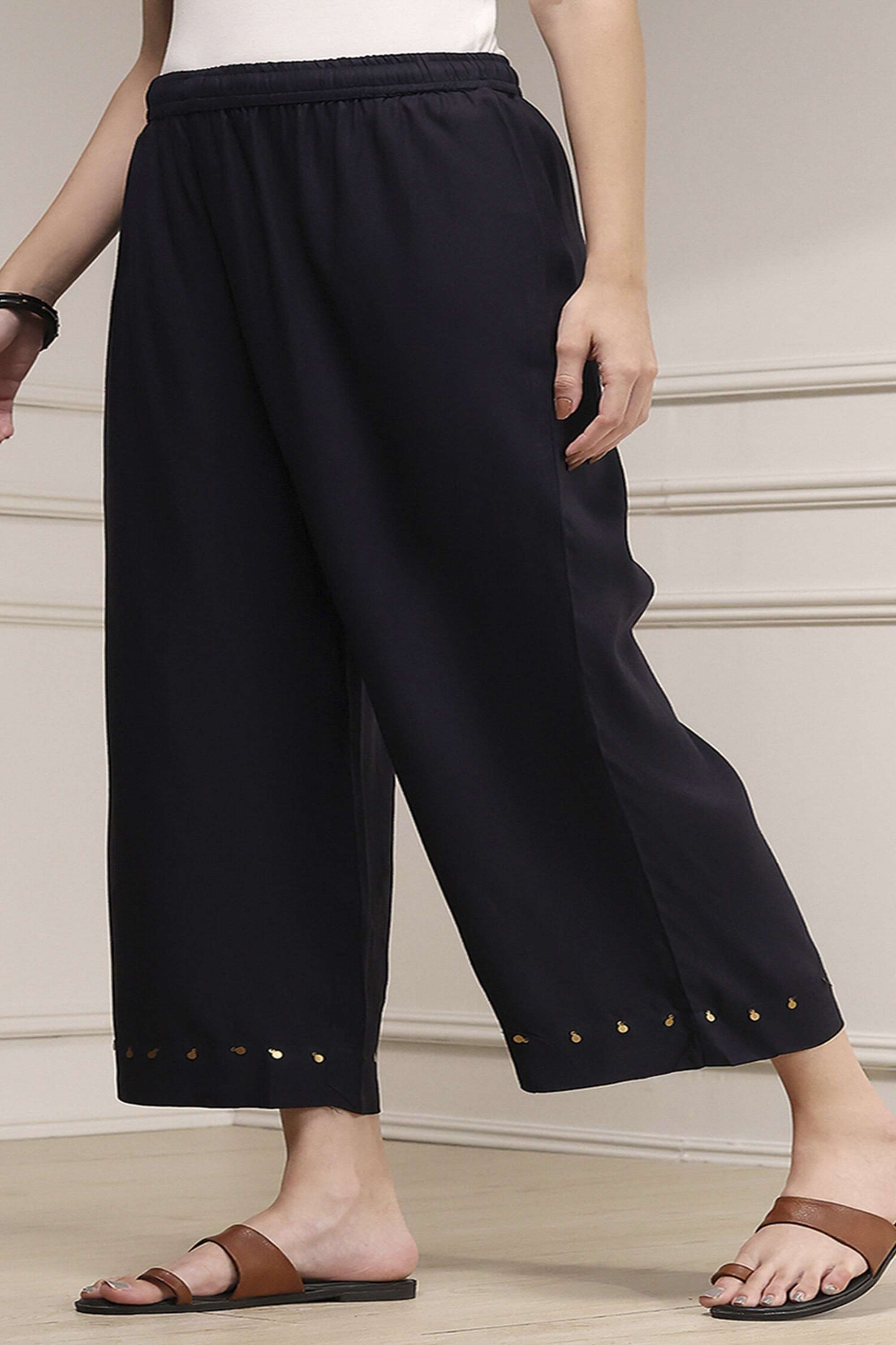 Solid-Regular-Fit-Blended-Fabric-Women-s-Festive-Wear-Palazzos