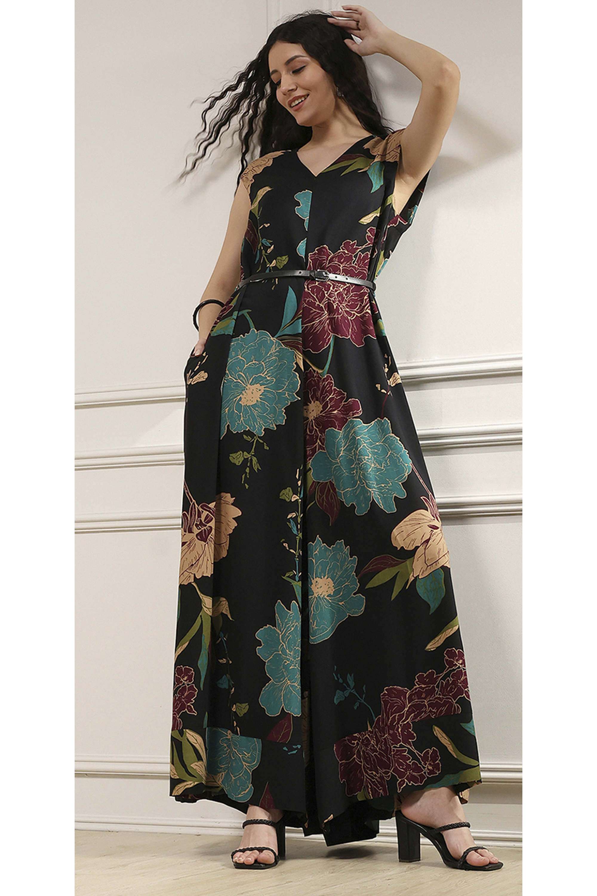 Solid-Rayon-Straight-Fit-Women-s-Maxi-Dress