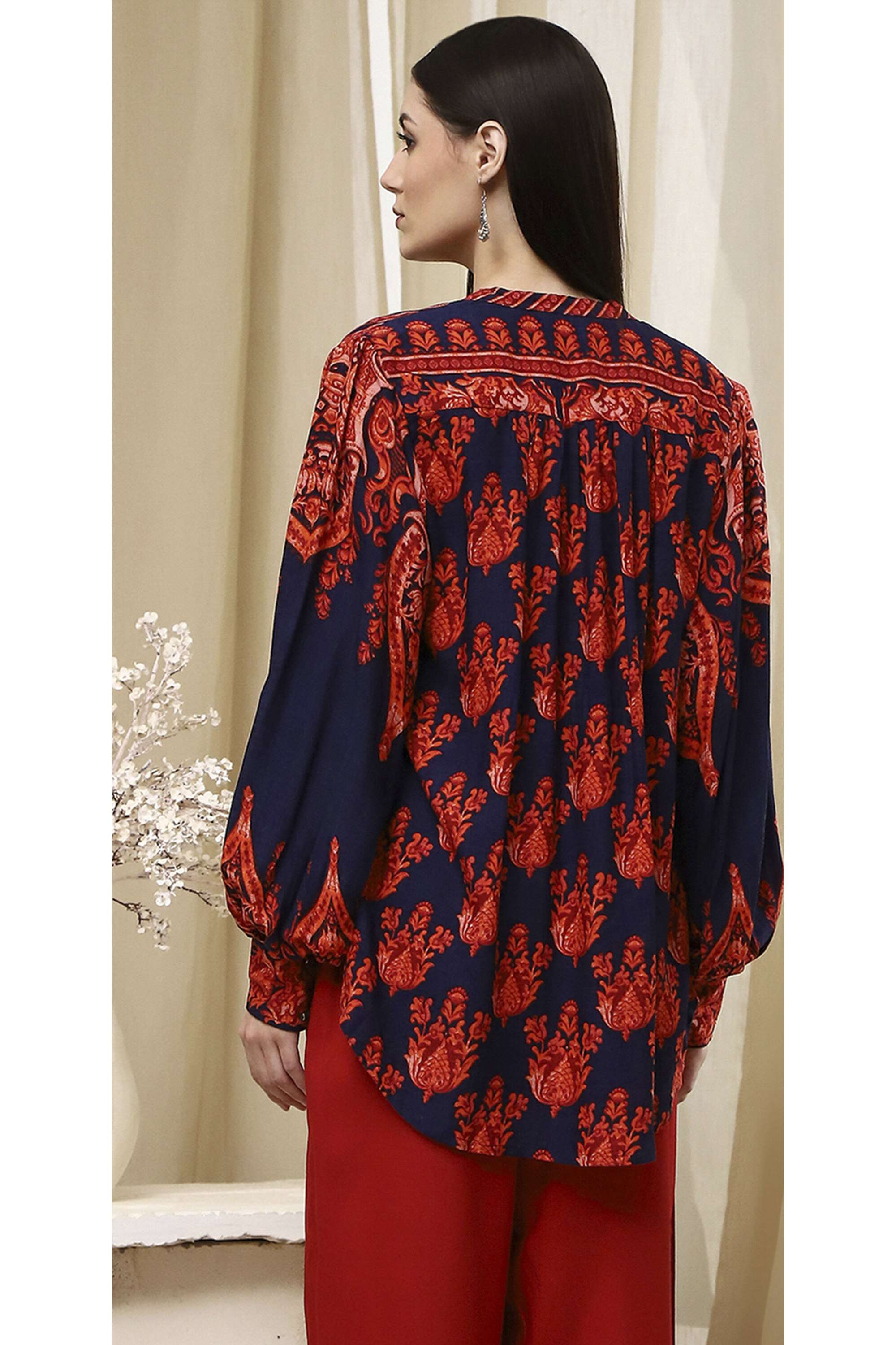 Floral-Collared-Women-Festive-Wear-Top