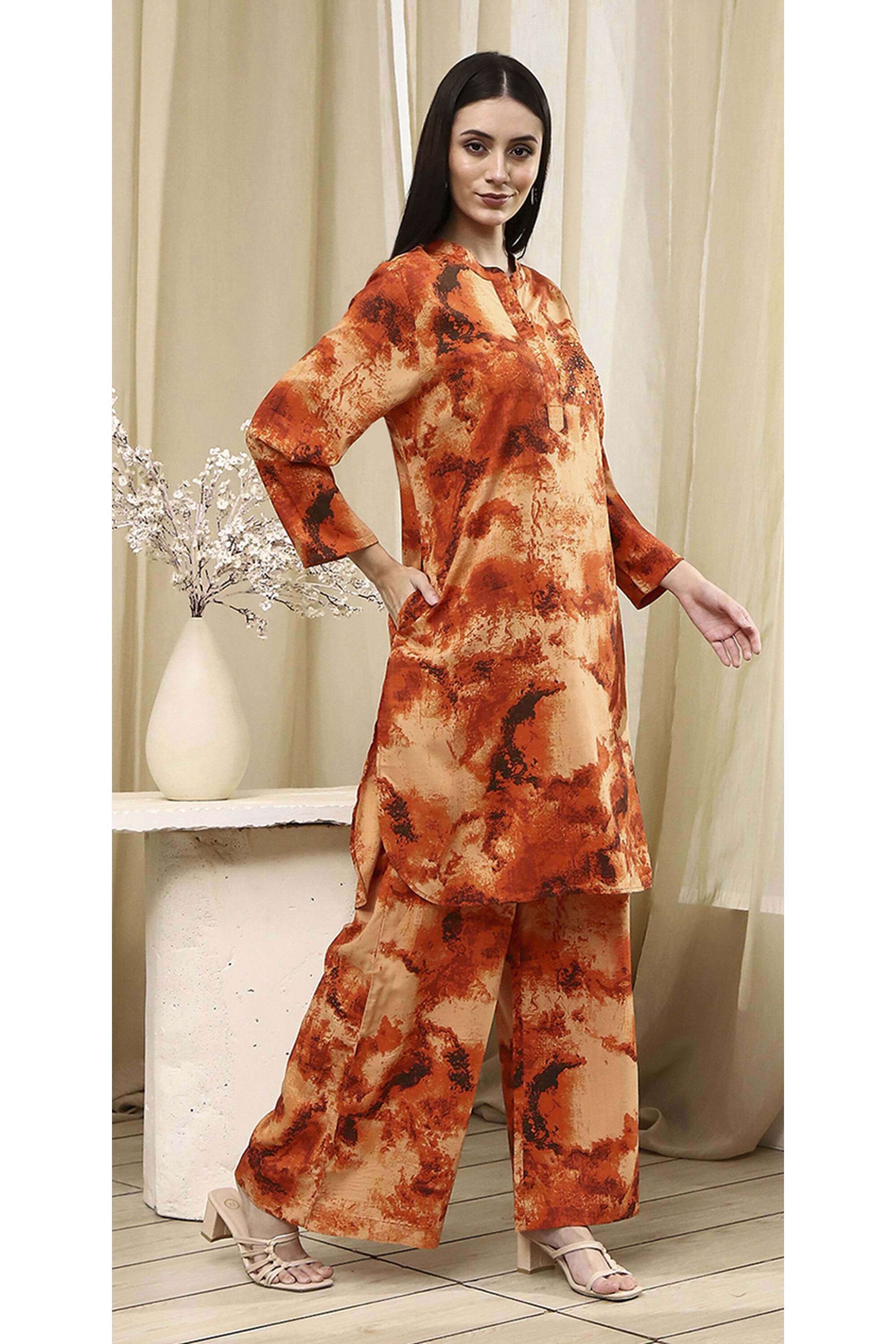 Solid-Viscose-Straight-Fit-Women-s-Co-Ord-Set