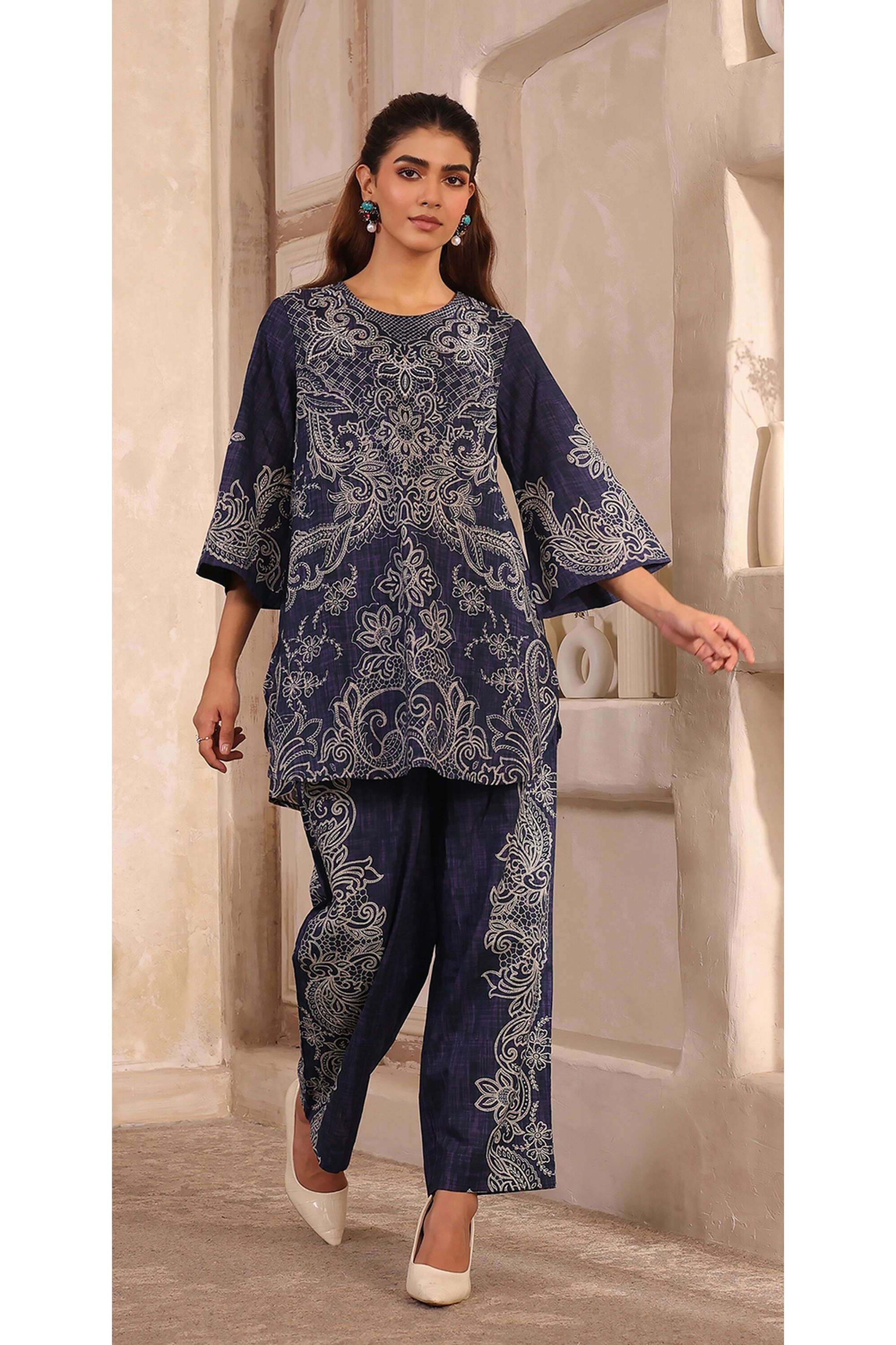 Solid-Cotton-Straight-Fit-Women-s-Co-Ord-Set