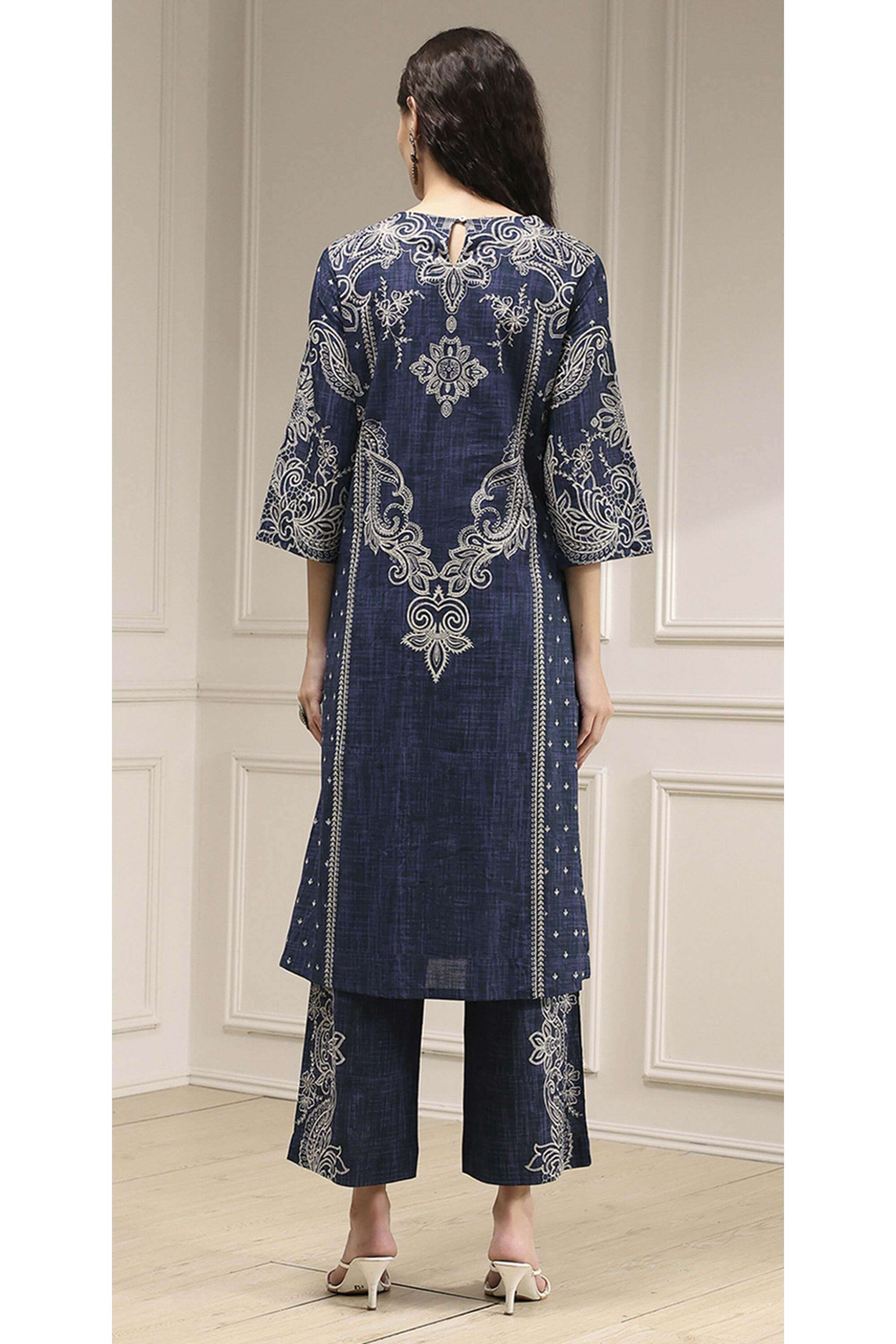 Solid-Cotton-Straight-Fit-Women-s-Kurta-Set