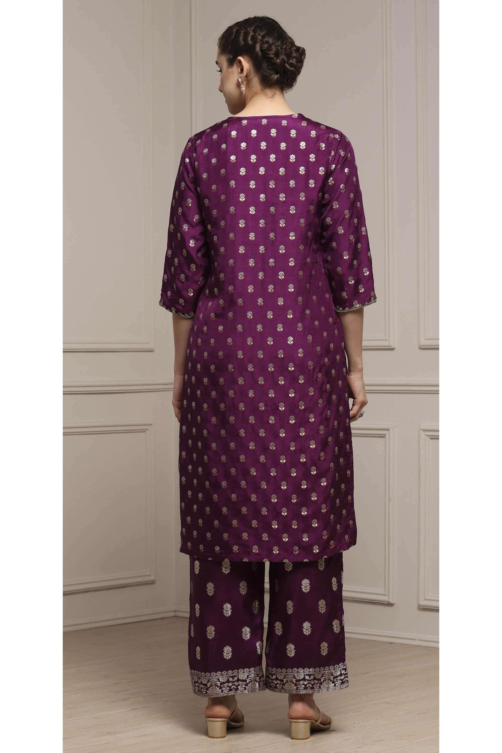 Floral-Y-Neck-Viscose-Women-Kurta-with-Pant-and-Dupatta