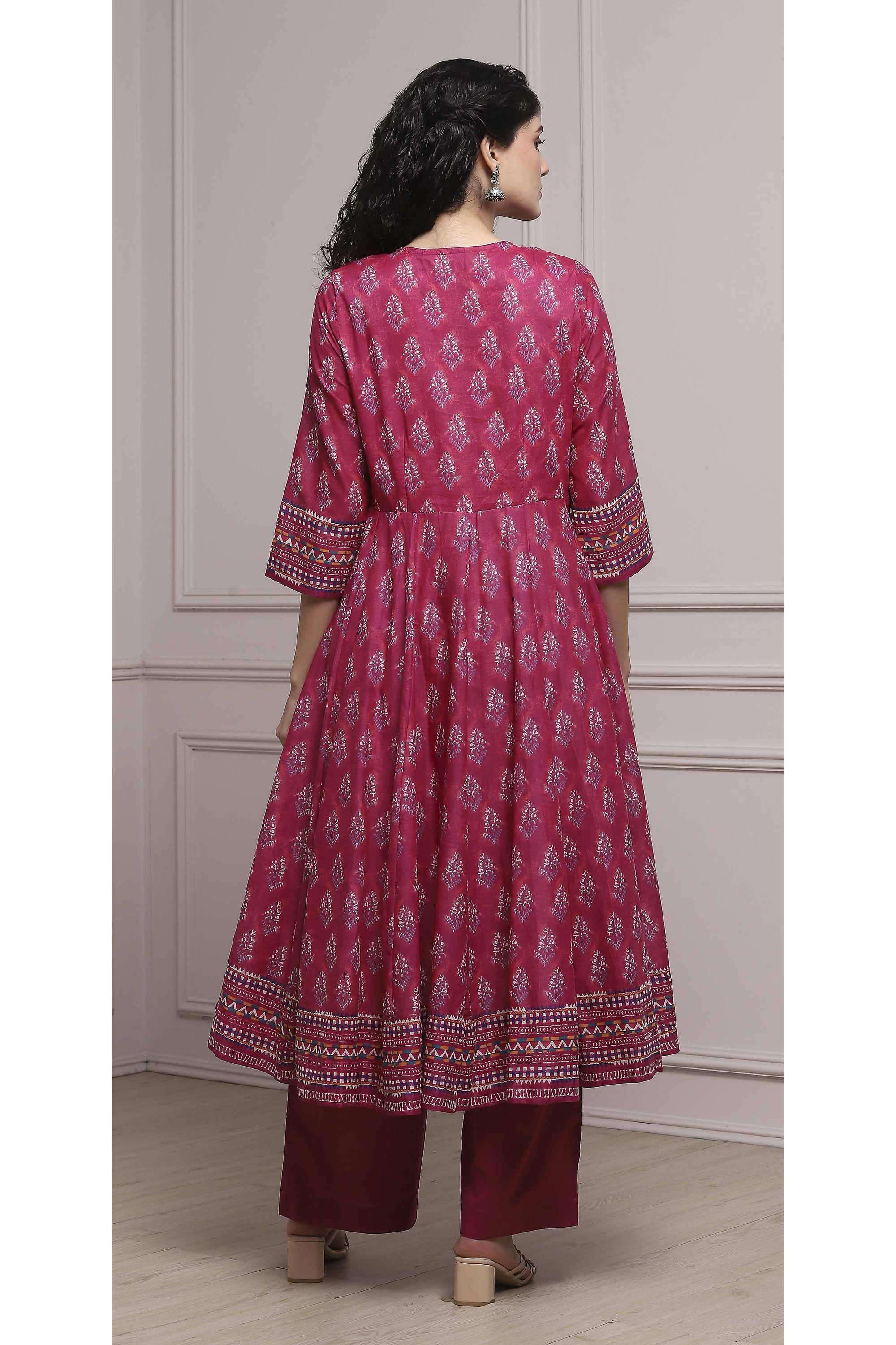 Floral-Round-Neck-Cotton-Women-Anarkali-Kurta-with-Pant-and-Dupatta