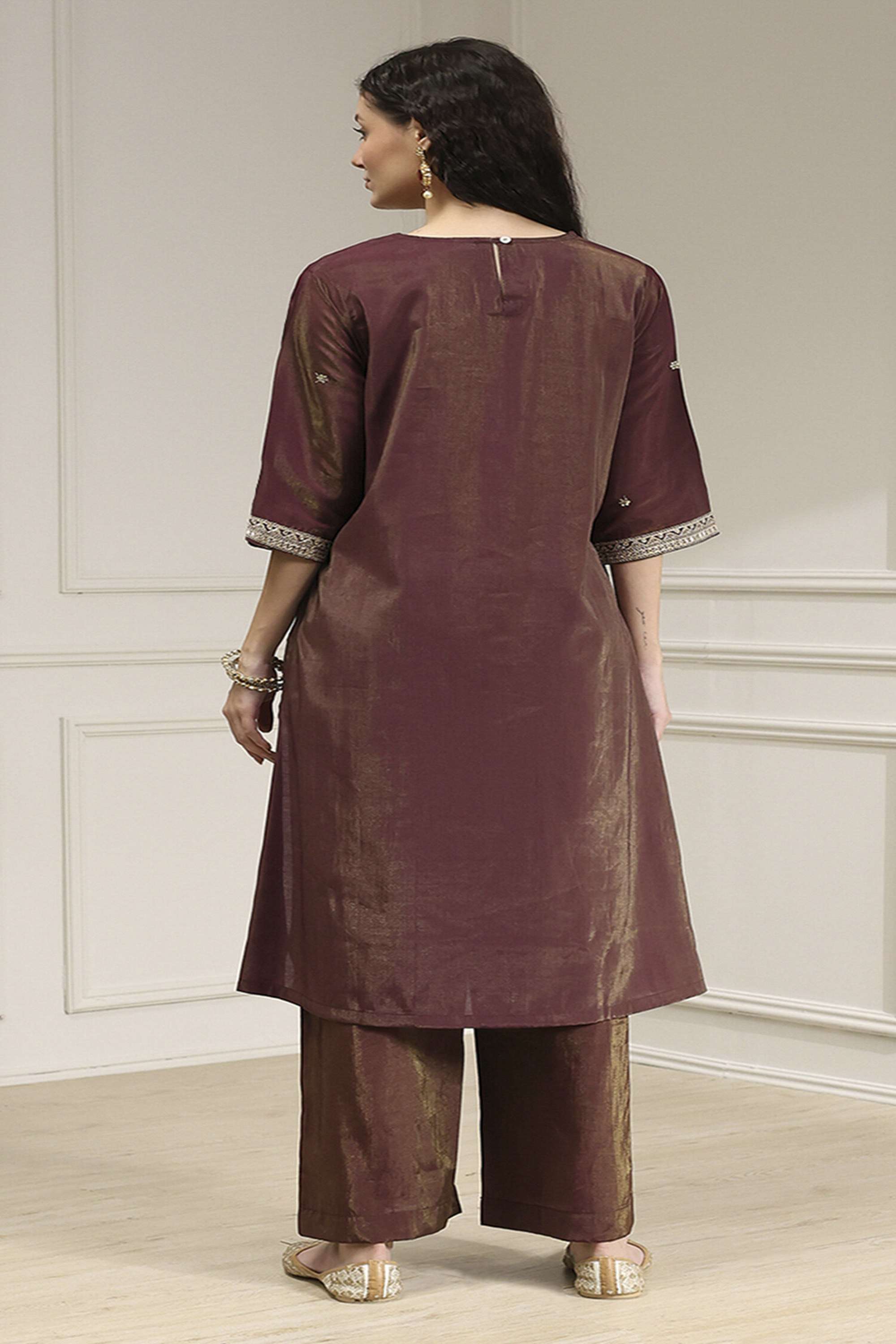Solid-Viscose-Round-Neck-Women-s-Festive-Wear-Kurta-Set