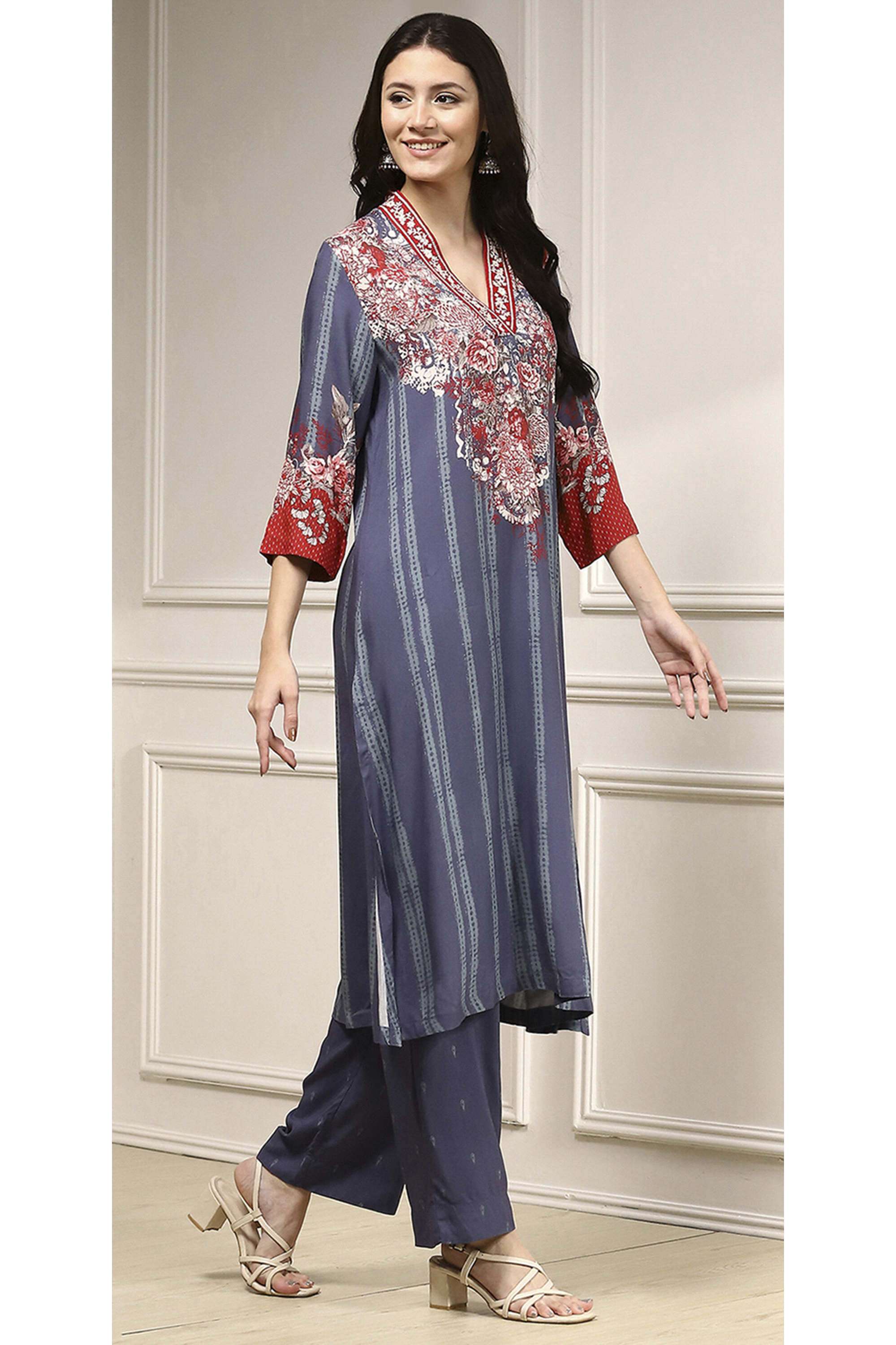 Solid-Rayon-Straight-Fit-Women-s-Kurta-Set