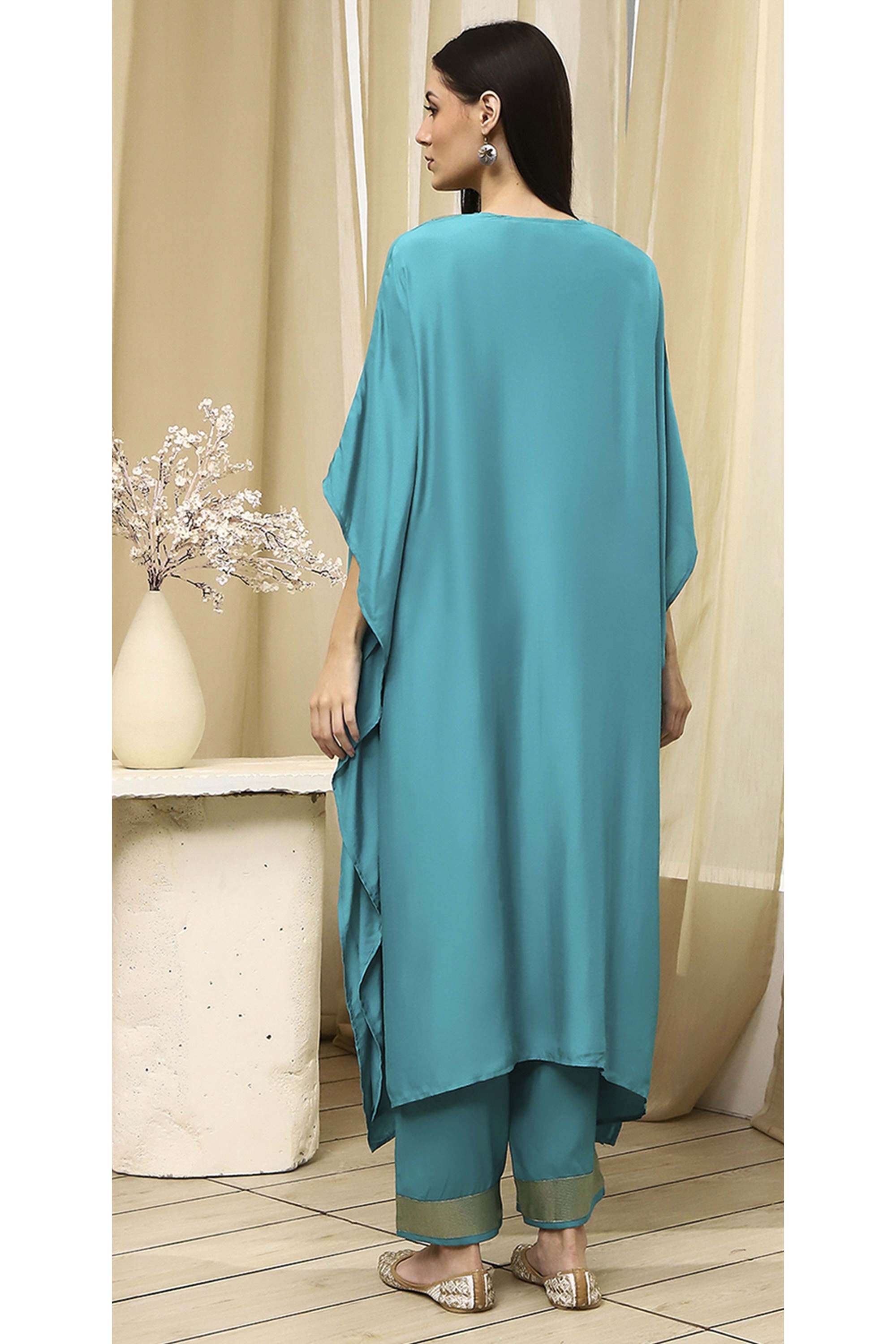 Solid-Blended-Fabric-Straight-Fit-Women-s-Co-Ord-Set