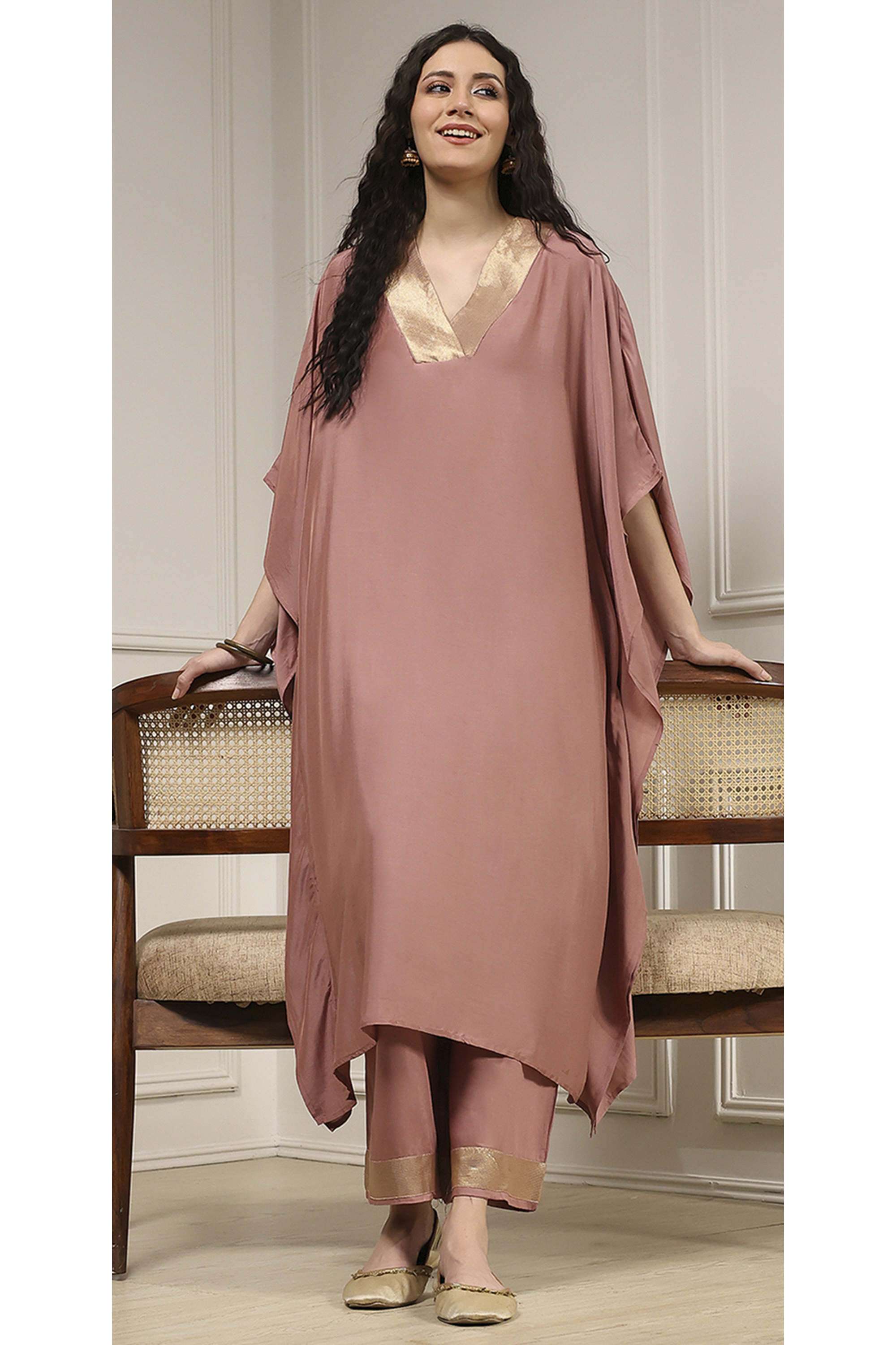 Solid-Blended-Fabric-Straight-Fit-Women-s-Co-Ord-Set