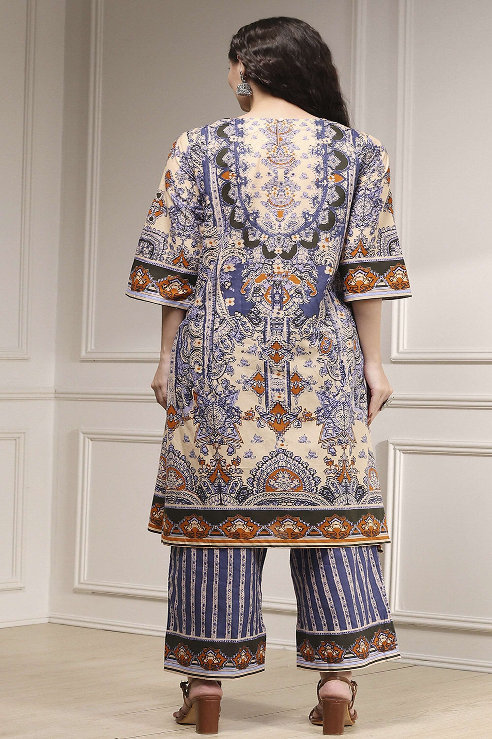 Printed-Cotton-Y-Neck-Women-s-Festive-Wear-Kurta-Set