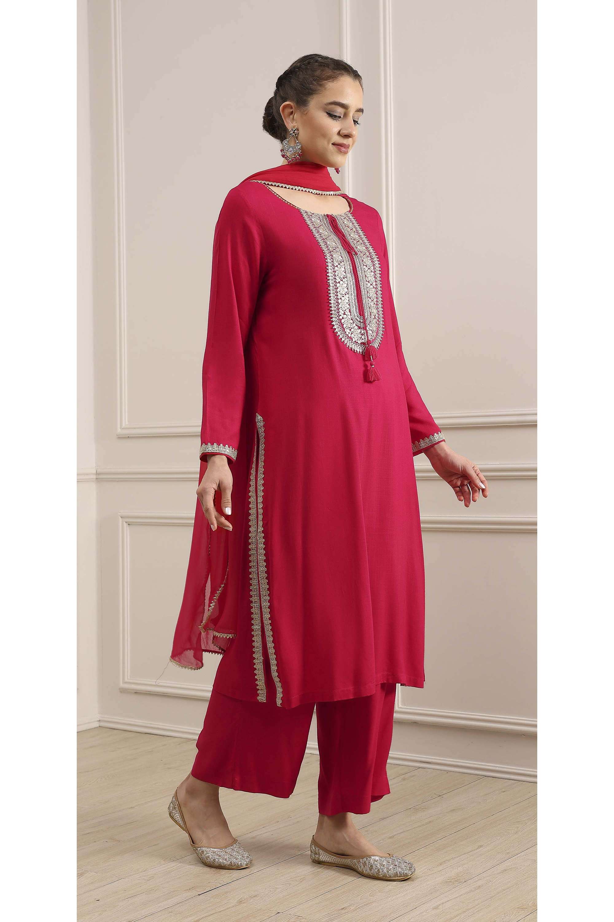 Solid-Rayon-Straight-Fit-Women-s-Kurta-Set