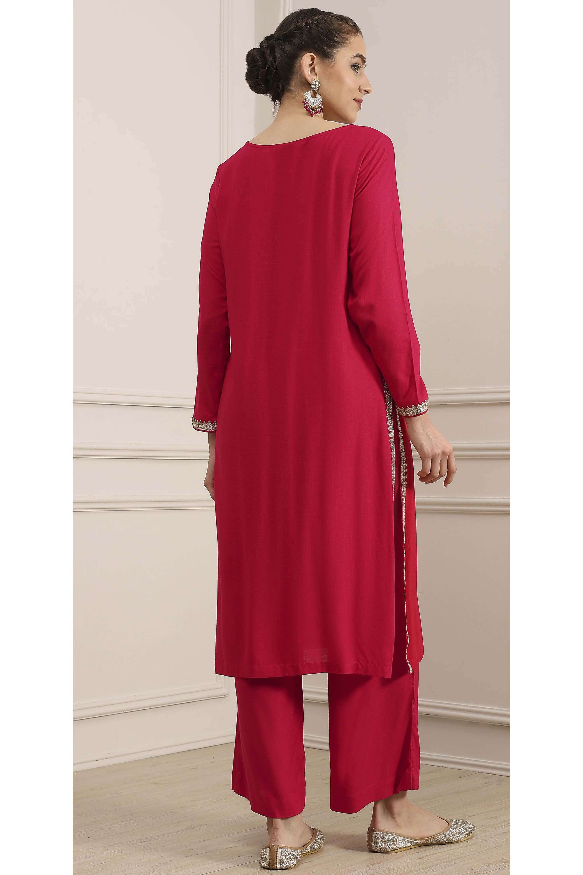 Solid-Rayon-Straight-Fit-Women-s-Kurta-Set