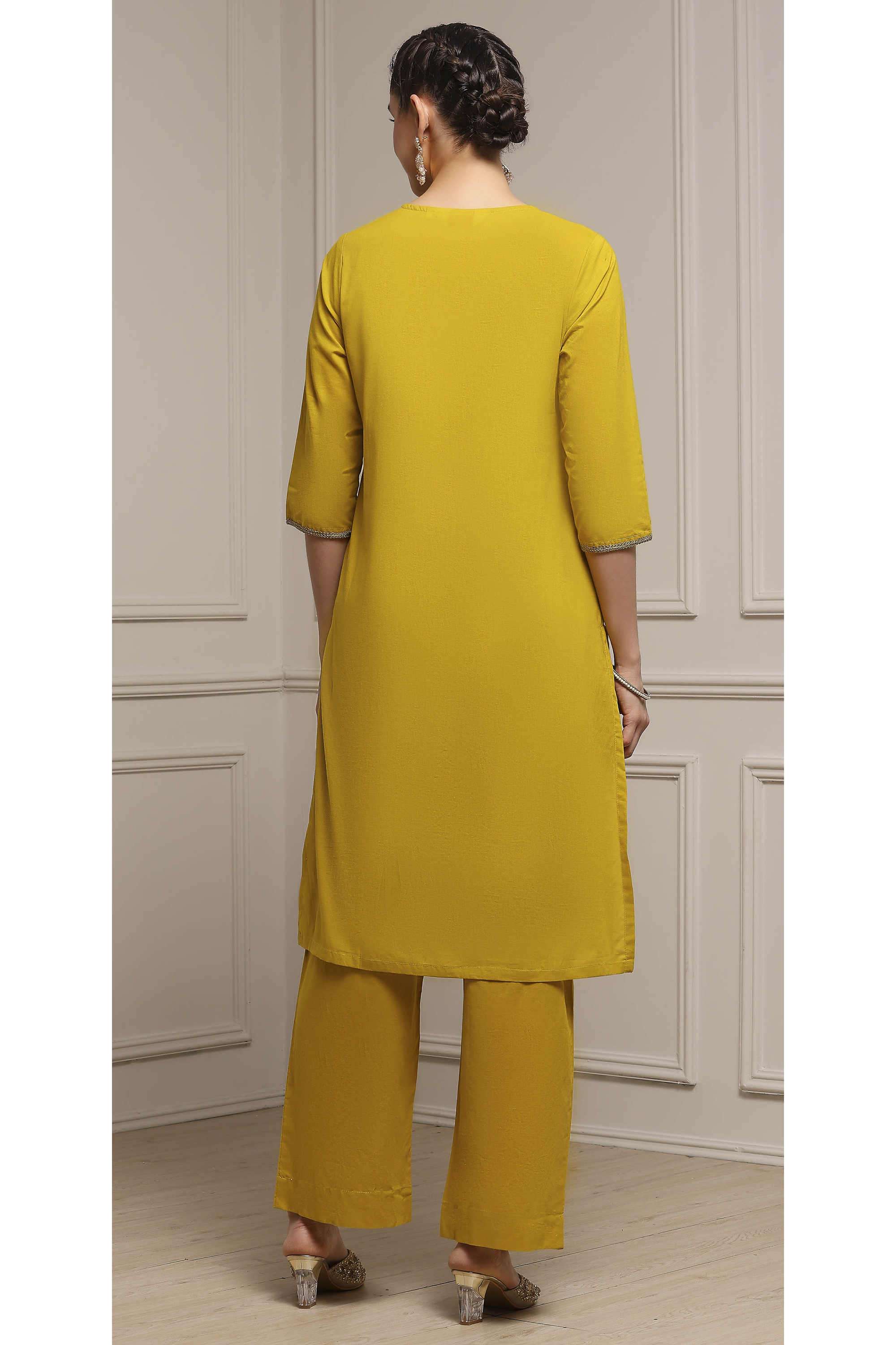 Embellished-Y-Neck-Cotton-Women-Kurta-with-Pant-and-Dupatta