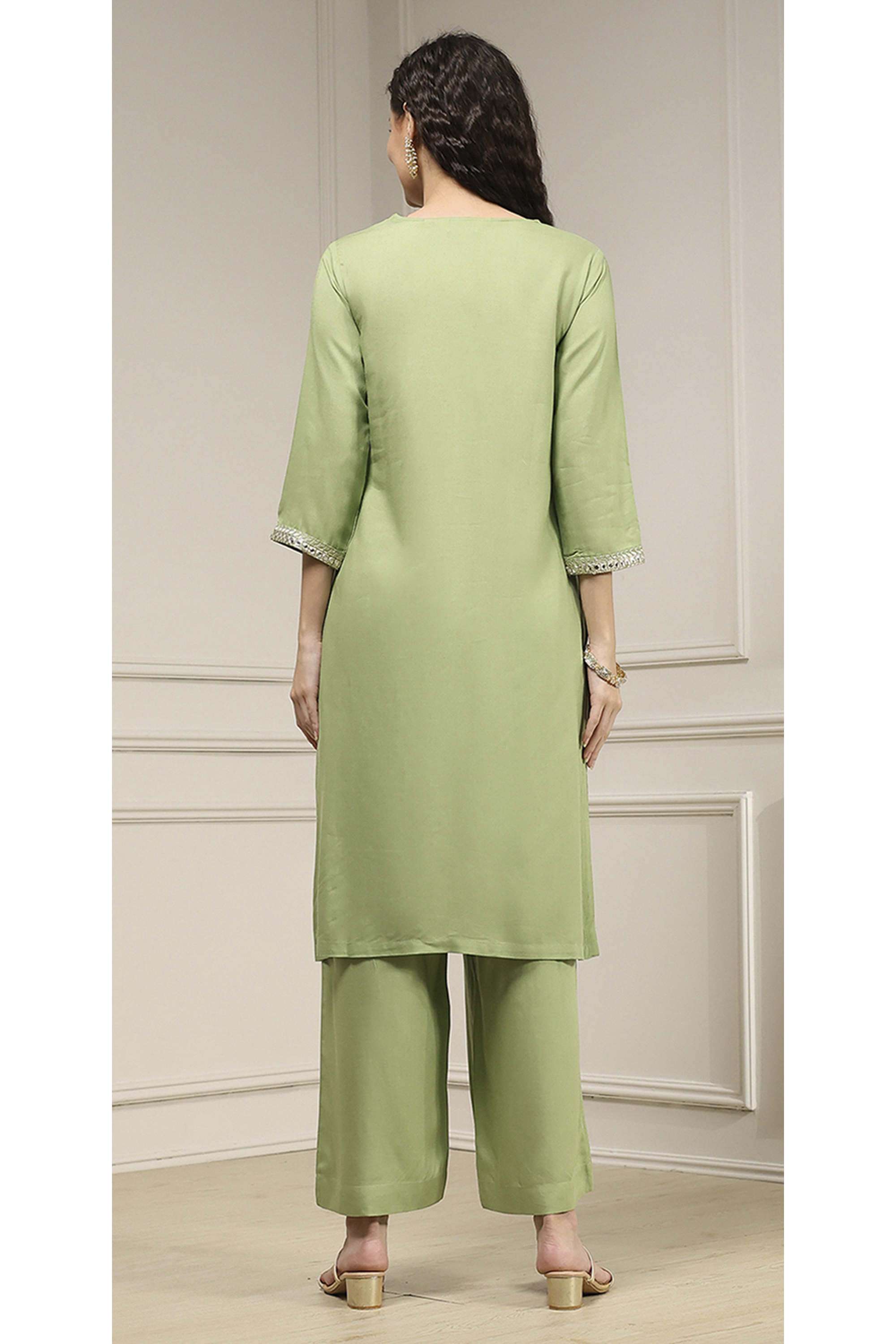 Solid-Rayon-Straight-Fit-Women-s-Kurta-Set