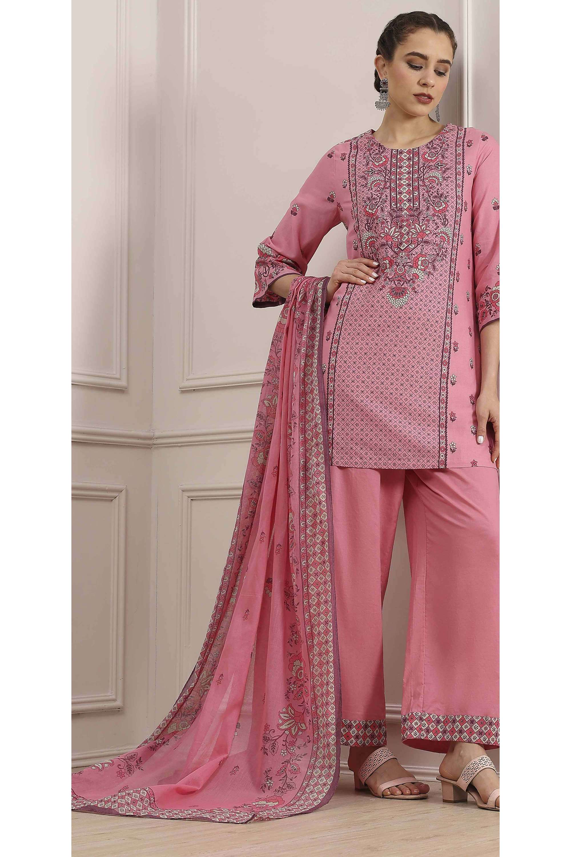 Solid-Cotton-Straight-Fit-Women-s-Kurta-Set