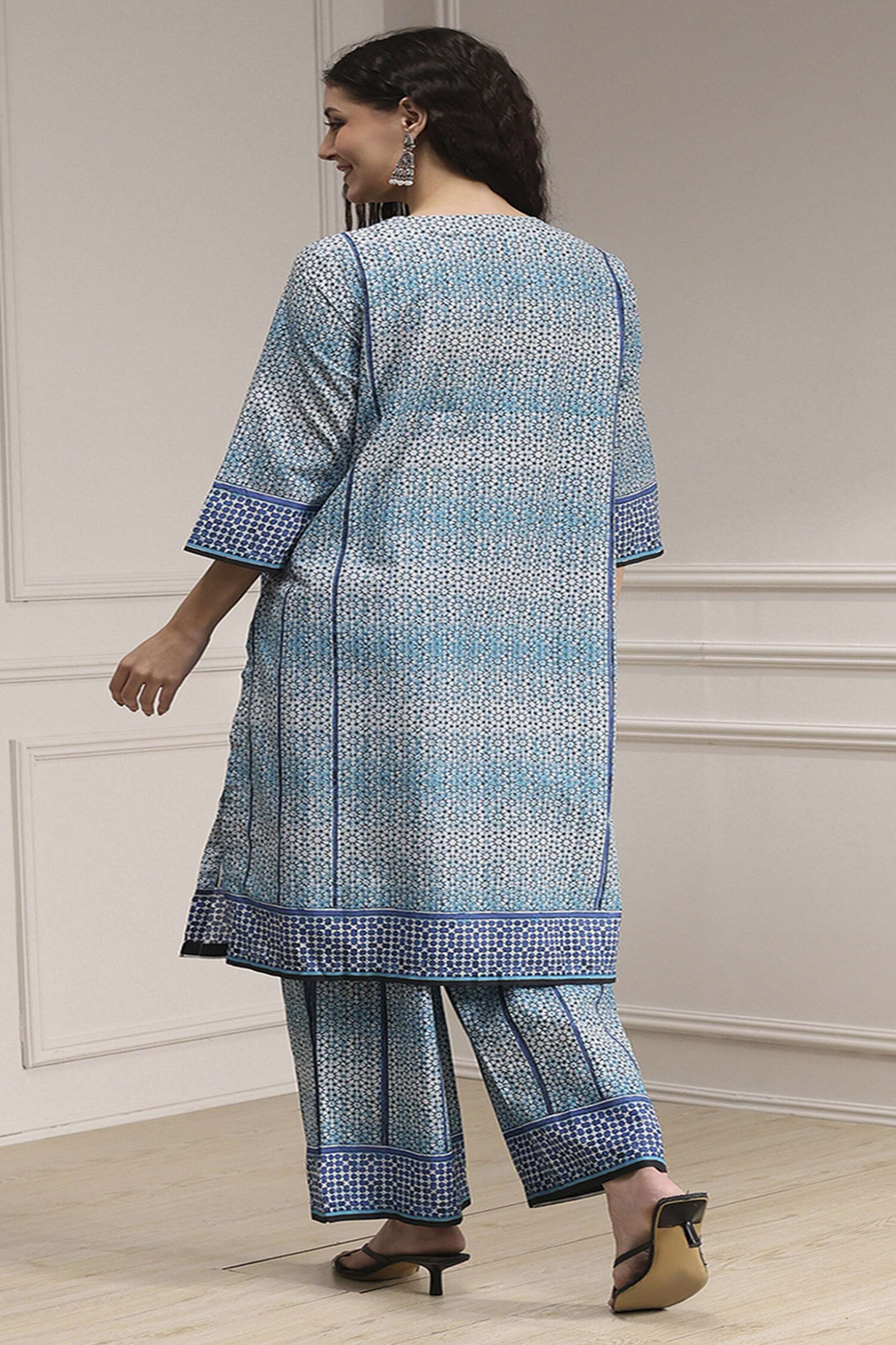 Printed-Cotton-Round-Neck-Women-s-Festive-Wear-Kurta-Set