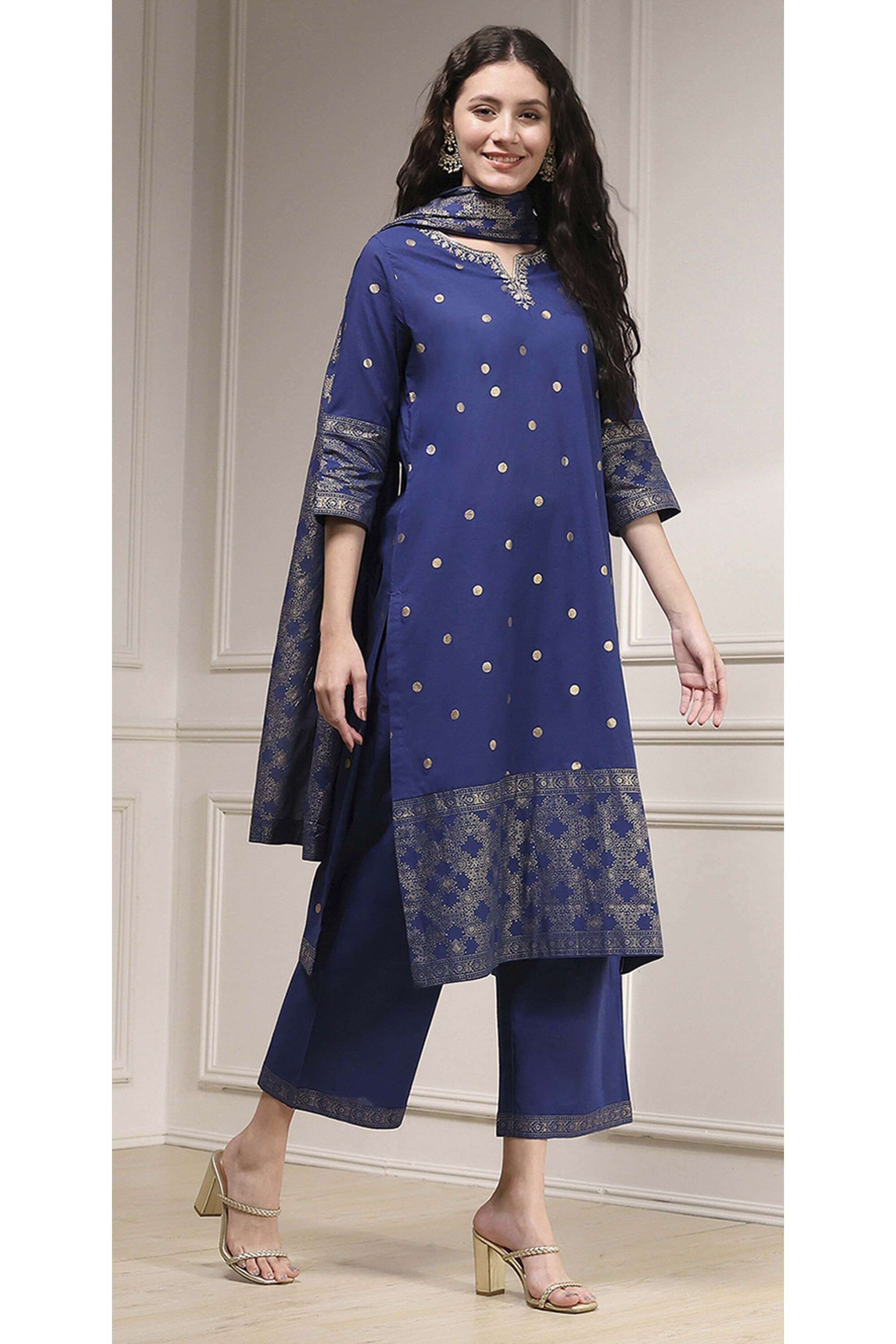 Solid-Cotton-Straight-Fit-Women-s-Kurta-Set