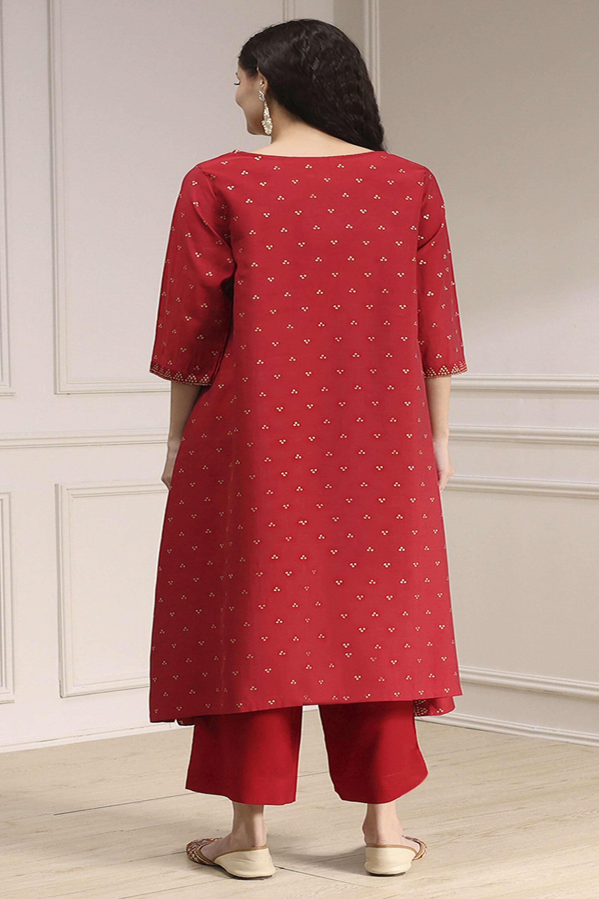 Printed-Polyester-Round-Neck-Women-s-Festive-Wear-Kurta-Set