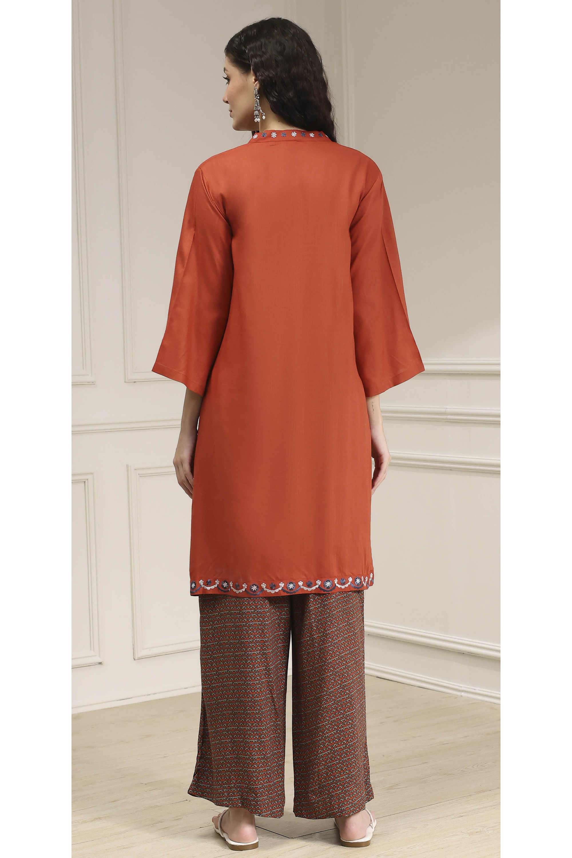 Embroidered-V-Neck-Viscose-Women-Kurta-with-Pant-and-Dupatta