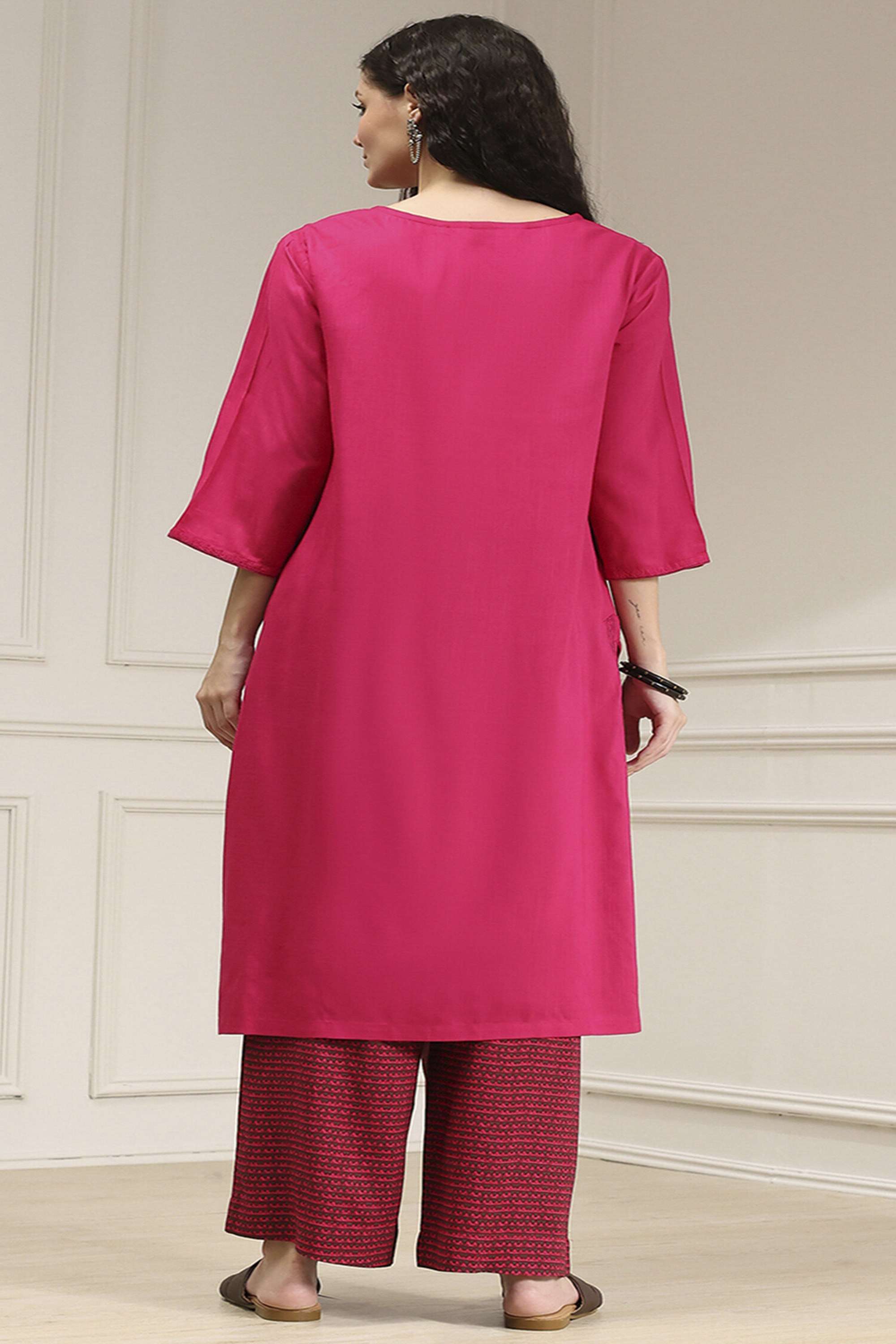 Printed-Viscose-Y-Neck-Women-s-Festive-Wear-Kurta-Set
