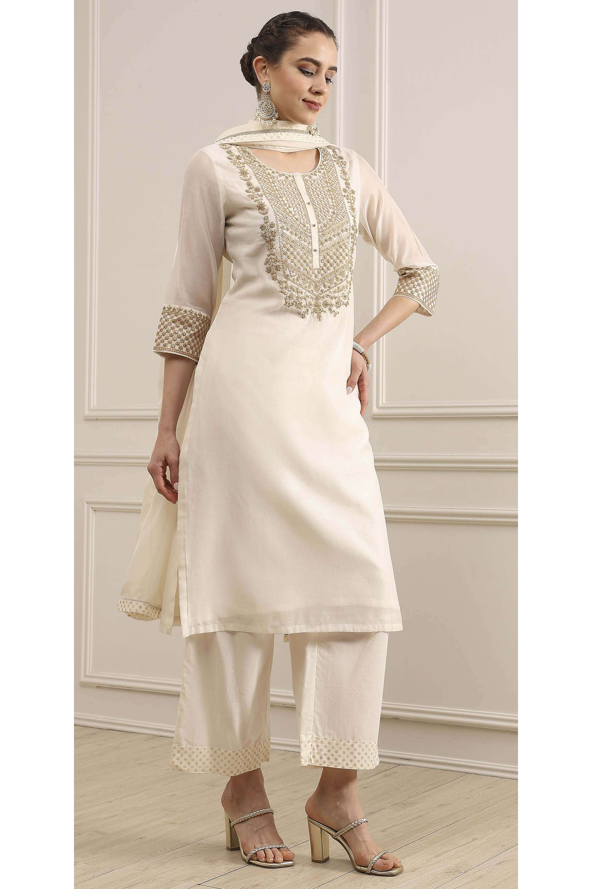 Solid-Polyester-Straight-Fit-Women-s-Kurta-Set