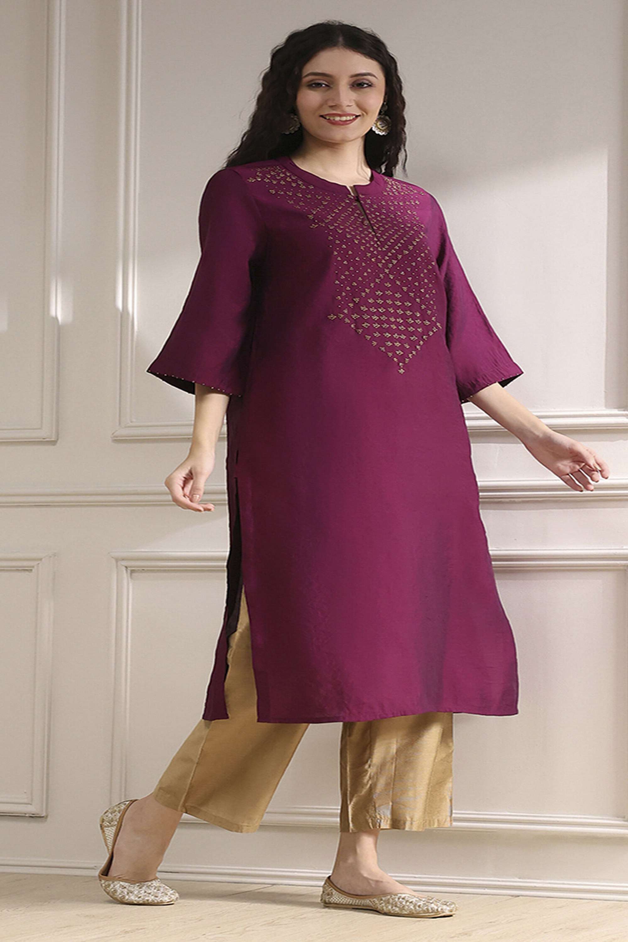 Tie-&-Dye-Viscose-Round-Neck-Women-s-Festive-Wear-Kurta