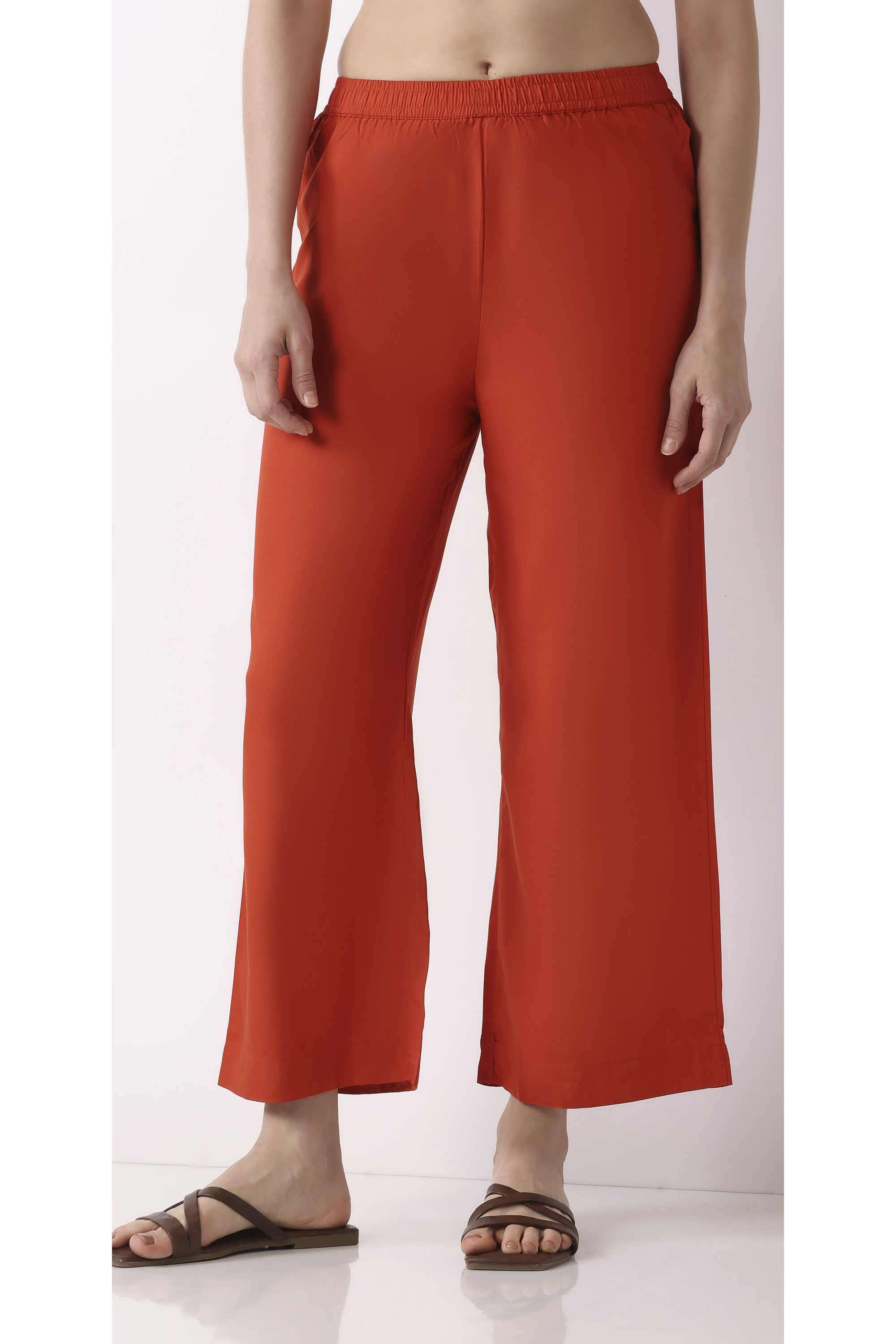 Solid-Blended-Fabric-Women-Palazzos