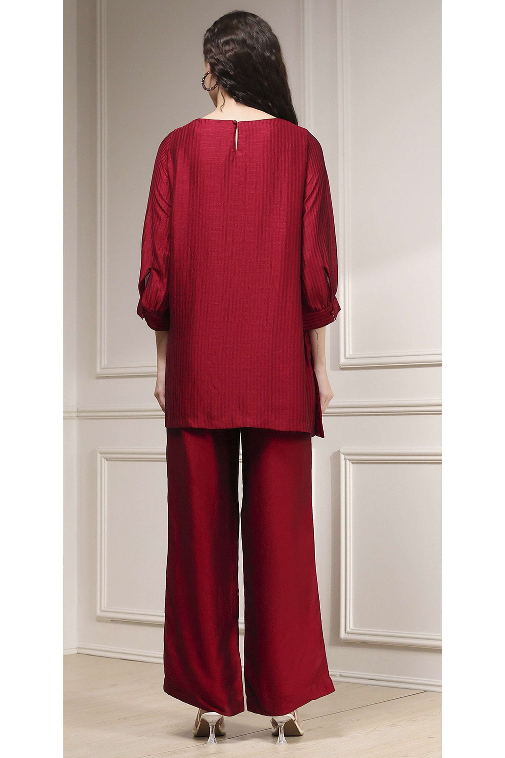 Solid-Polyester-Round-Neck-Women-s-Festive-Wear-Kurta