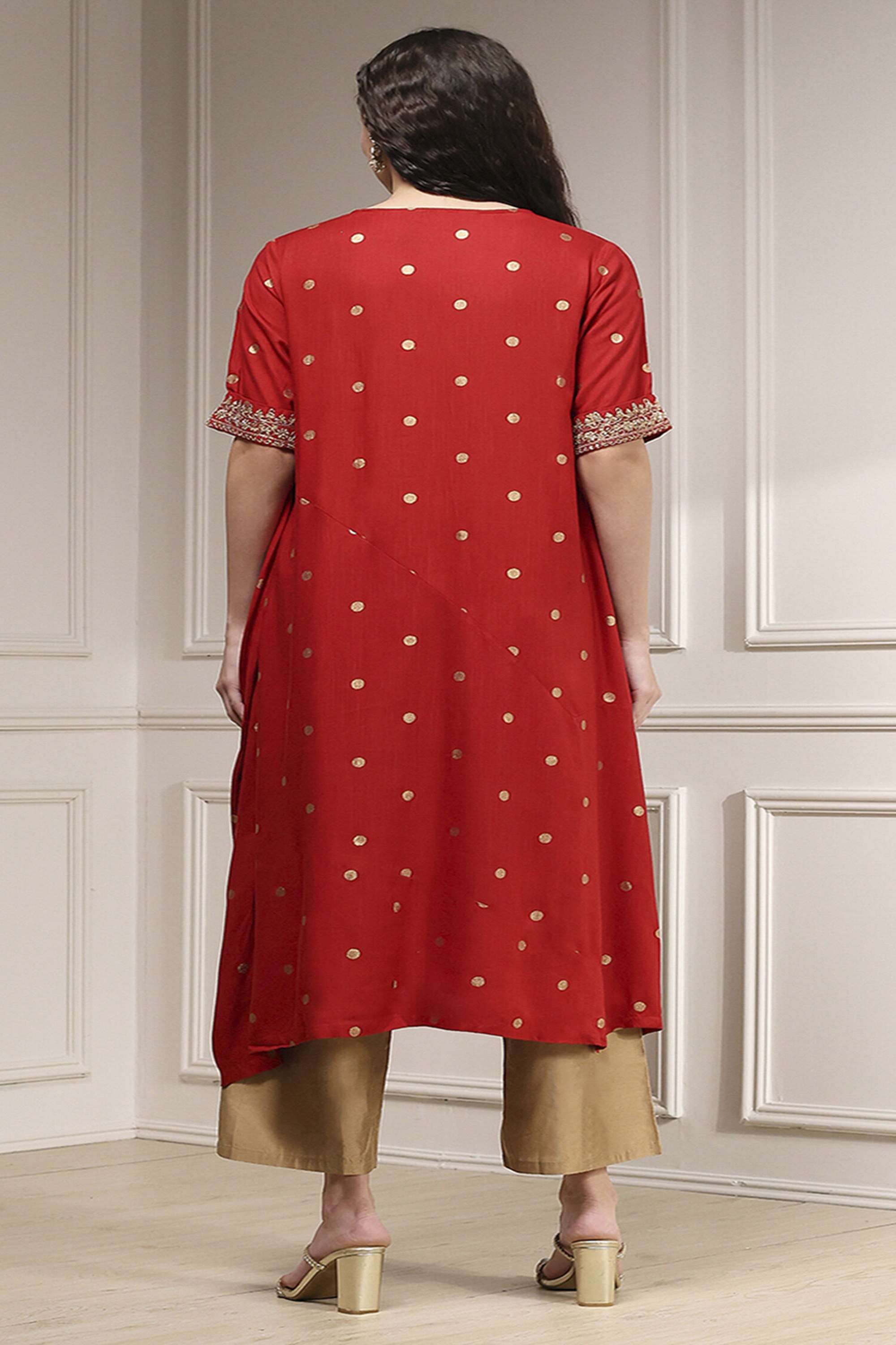 Printed-Viscose-V-Neck-Women-s-Festive-Wear-Kurta