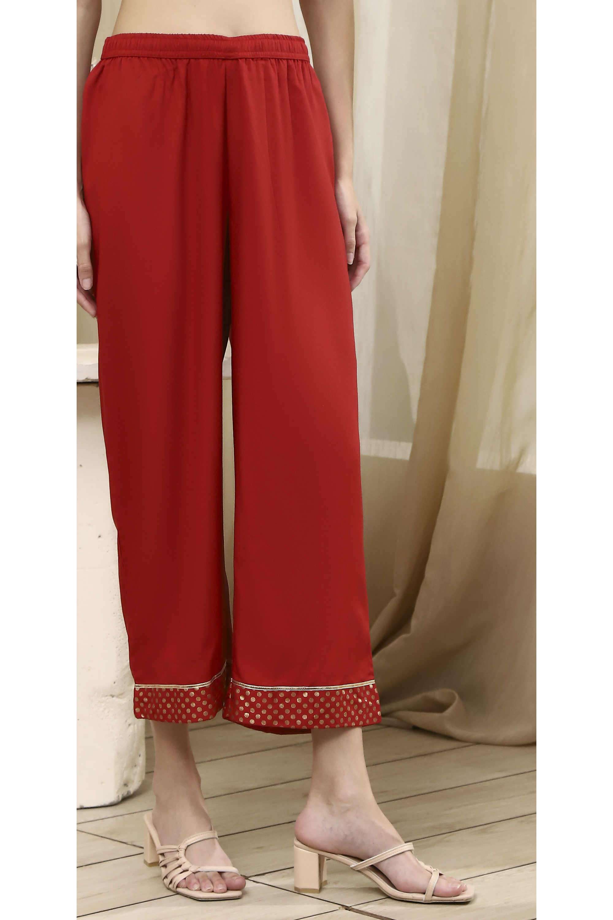 Solid-Blended-Fabric-Women-Palazzos