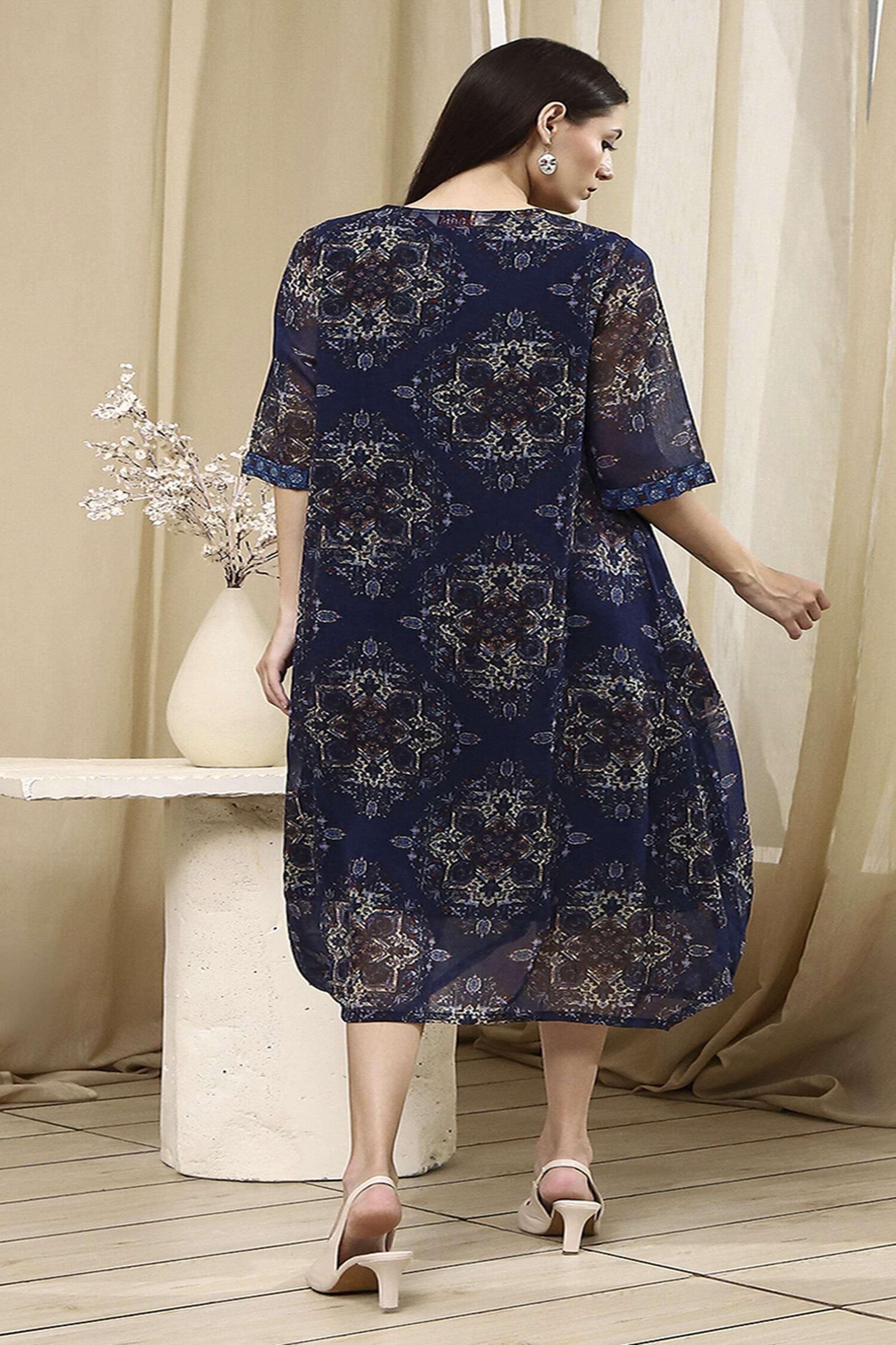 Printed-V-Neck-Georgette-Women-s-Dress
